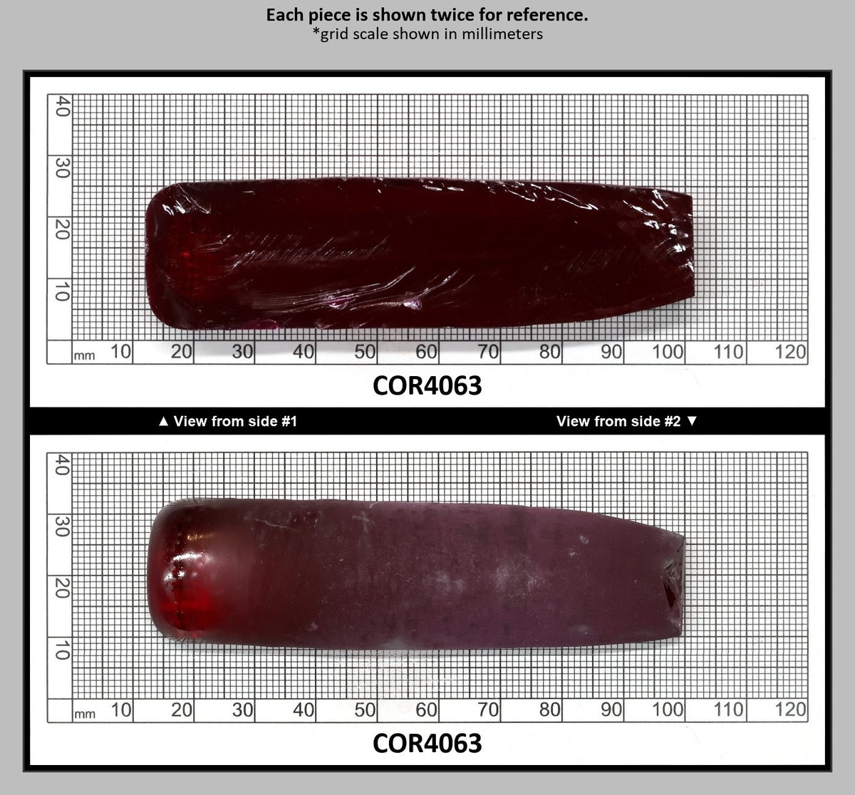 Ruby Red #5 Lab Created Corundum Sapphire Faceting Rough for Gem Cutting - Various Sizes - Split Boule : COR4063