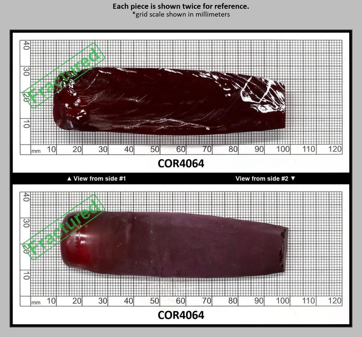 Ruby Red #5 Lab Created Corundum Sapphire Faceting Rough for Gem Cutting - Various Sizes - Split Boule : COR4064