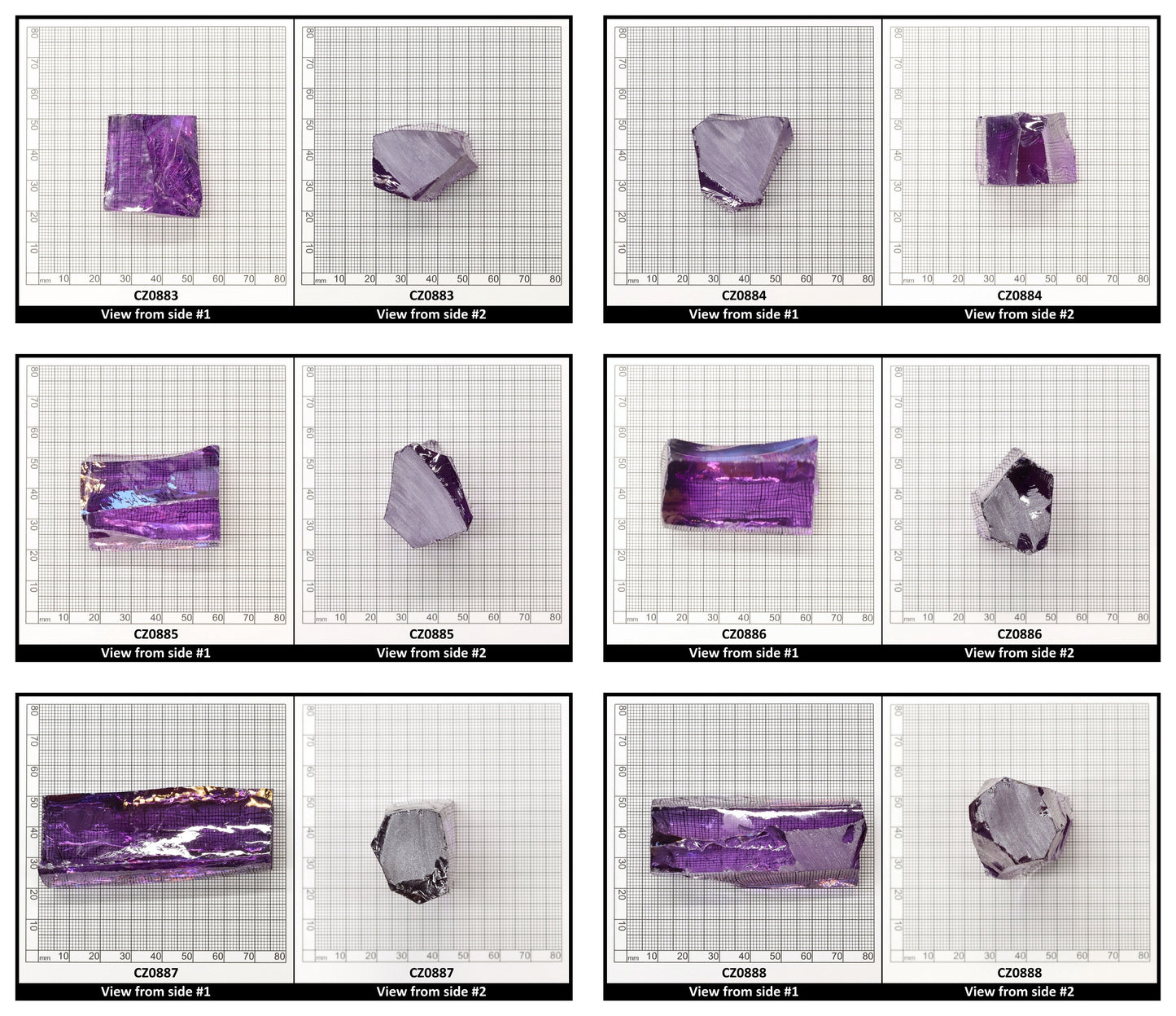 Dark Lavender Cubic Zirconia Faceting Rough for Gem Cutting - Various Sizes