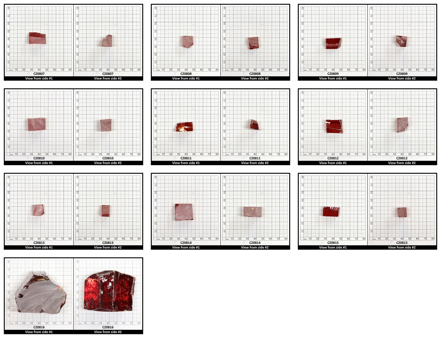 Red Cubic Zirconia Faceting Rough for Gem Cutting - Various Sizes