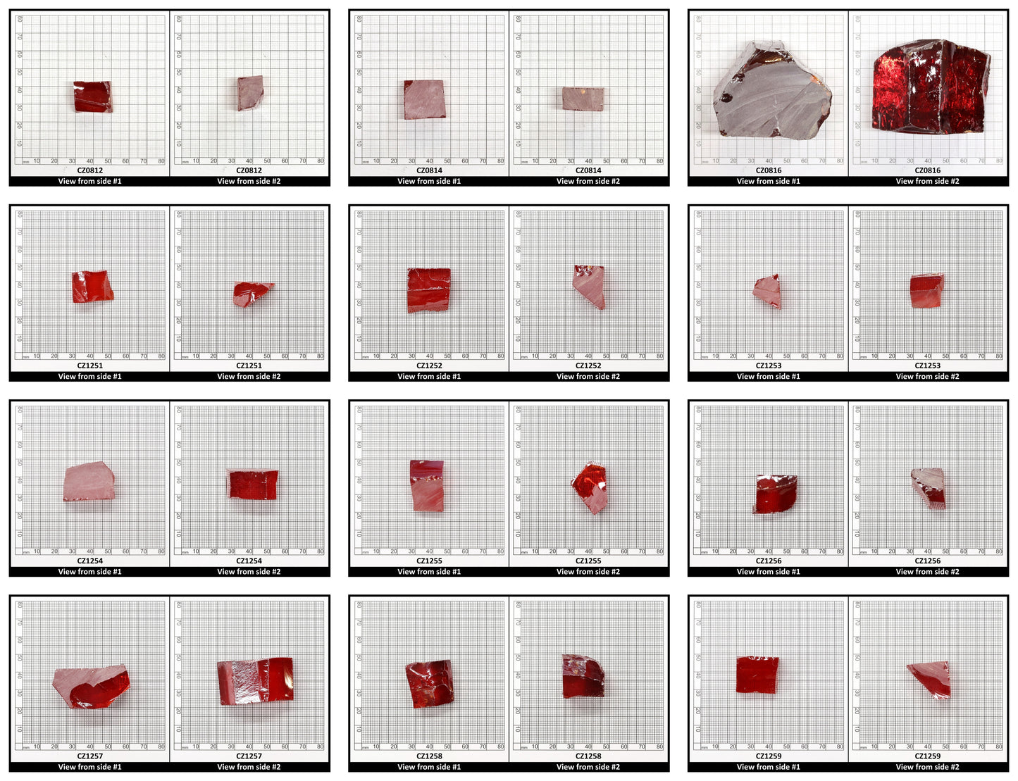 Red Cubic Zirconia Faceting Rough for Gem Cutting - Various Sizes