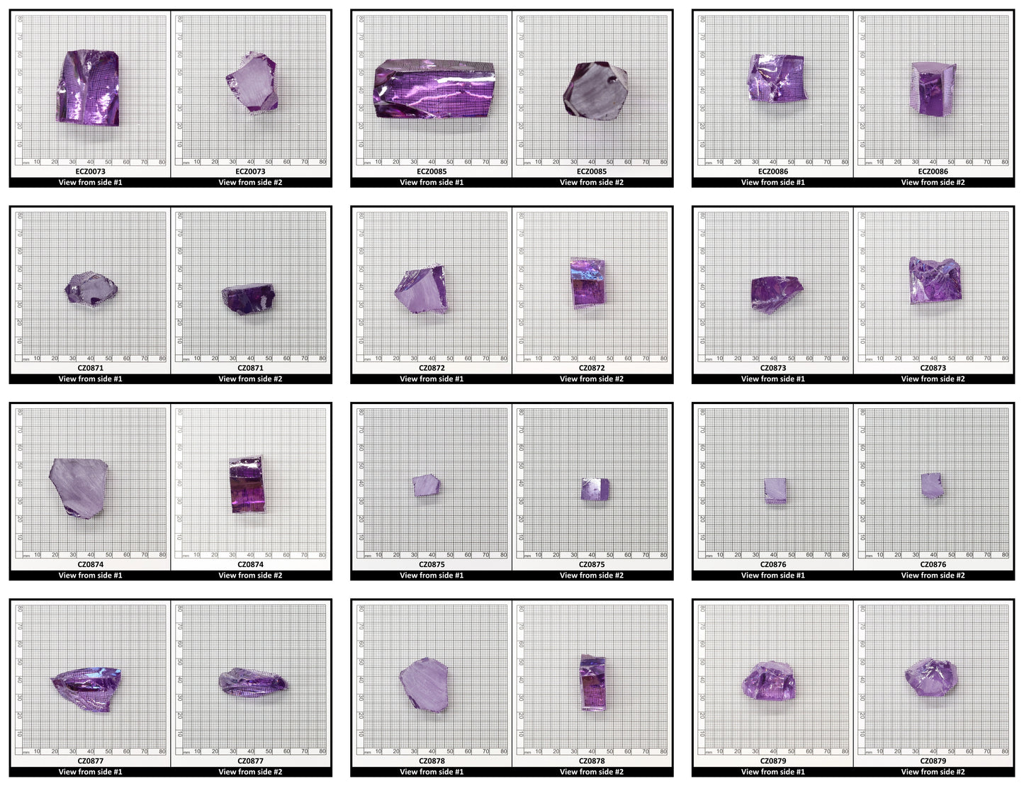 Dark Lavender Cubic Zirconia Faceting Rough for Gem Cutting - Various Sizes