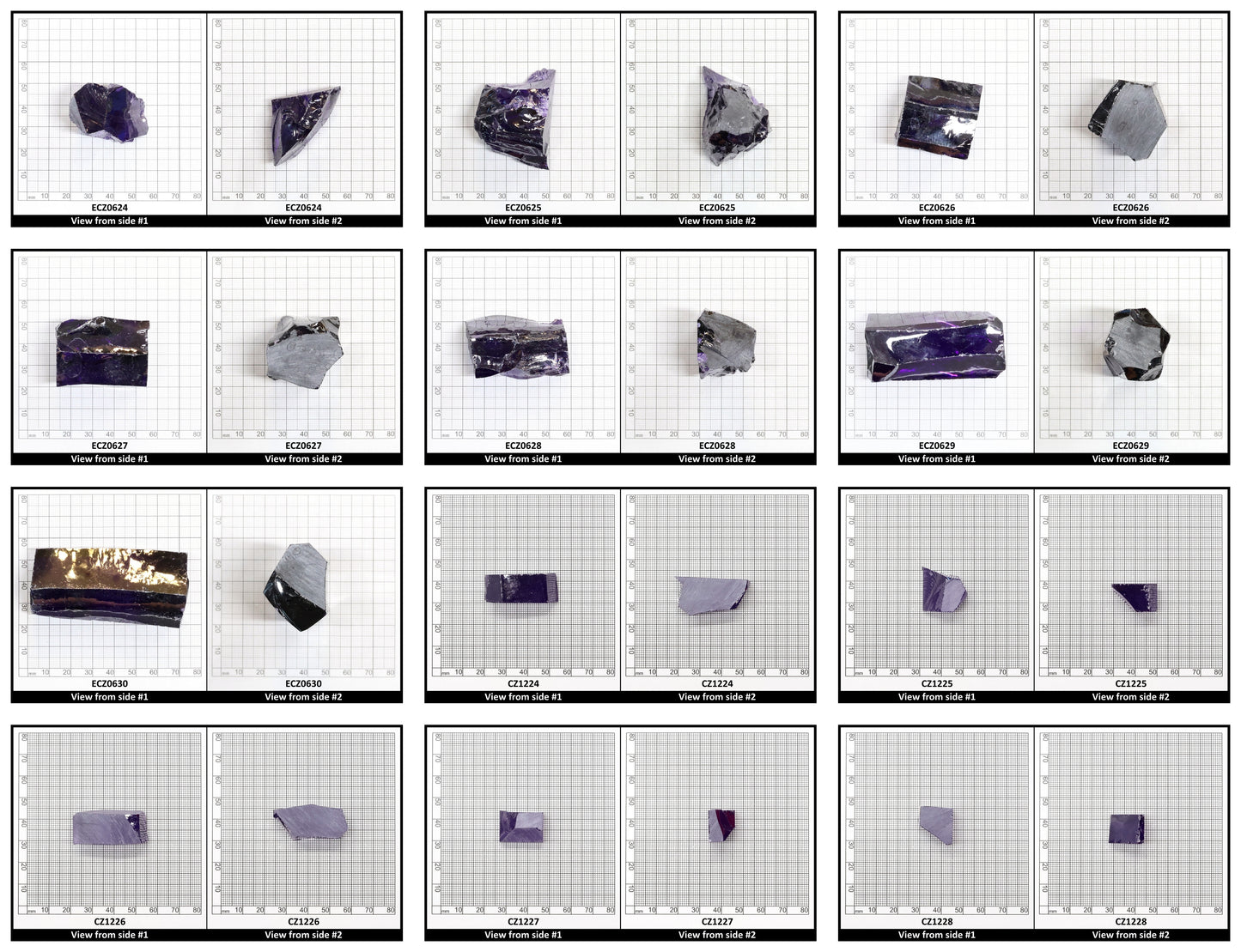 Dark Violet Cubic Zirconia Faceting Rough for Gem Cutting - Various Sizes