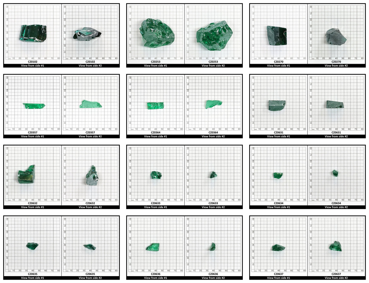 Emerald Cubic Zirconia Faceting Rough for Gem Cutting - Various Sizes