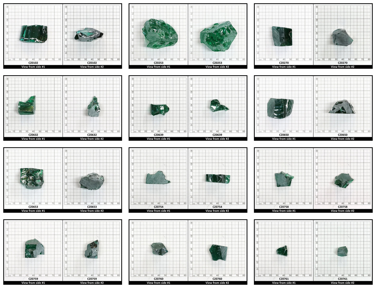 Emerald Cubic Zirconia Faceting Rough for Gem Cutting - Various Sizes