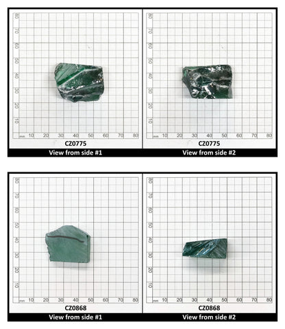 Emerald Cubic Zirconia Faceting Rough for Gem Cutting - Various Sizes