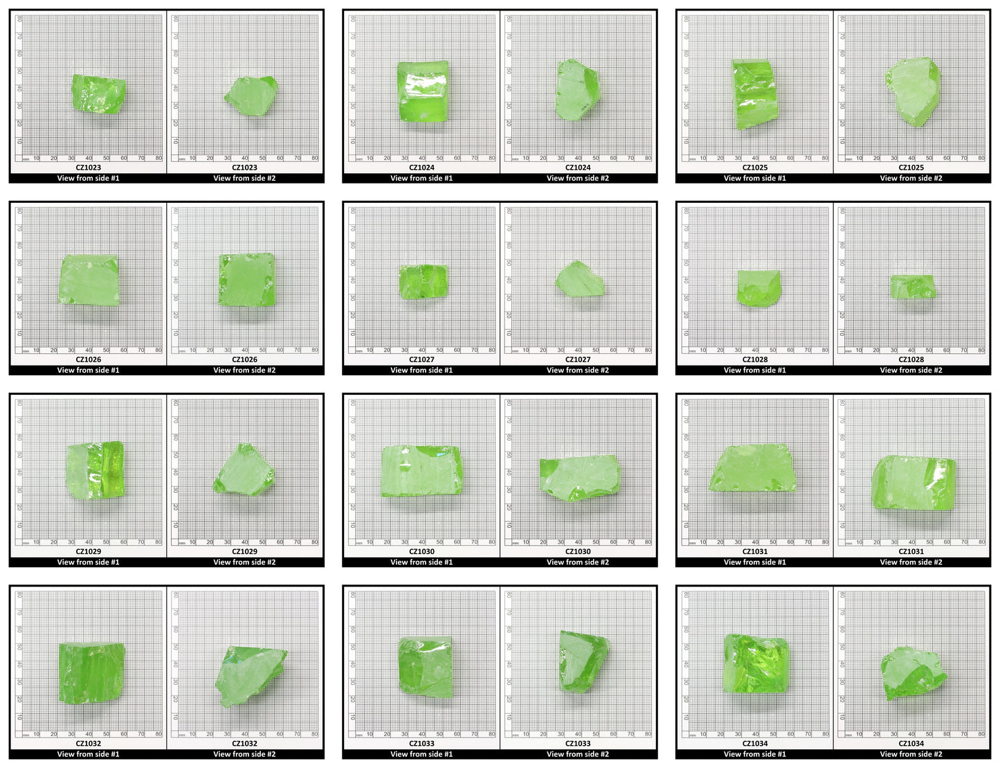 Green Apple Cubic Zirconia Faceting Rough for Gem Cutting - Various Sizes