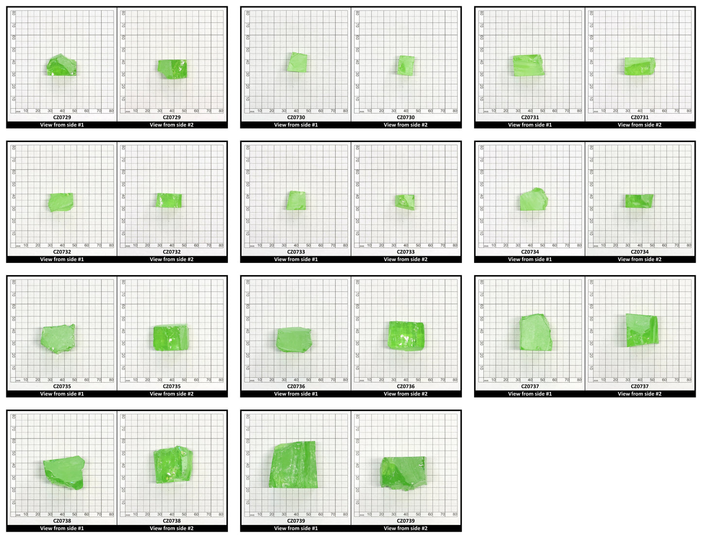 Green Apple Cubic Zirconia Faceting Rough for Gem Cutting - Various Sizes