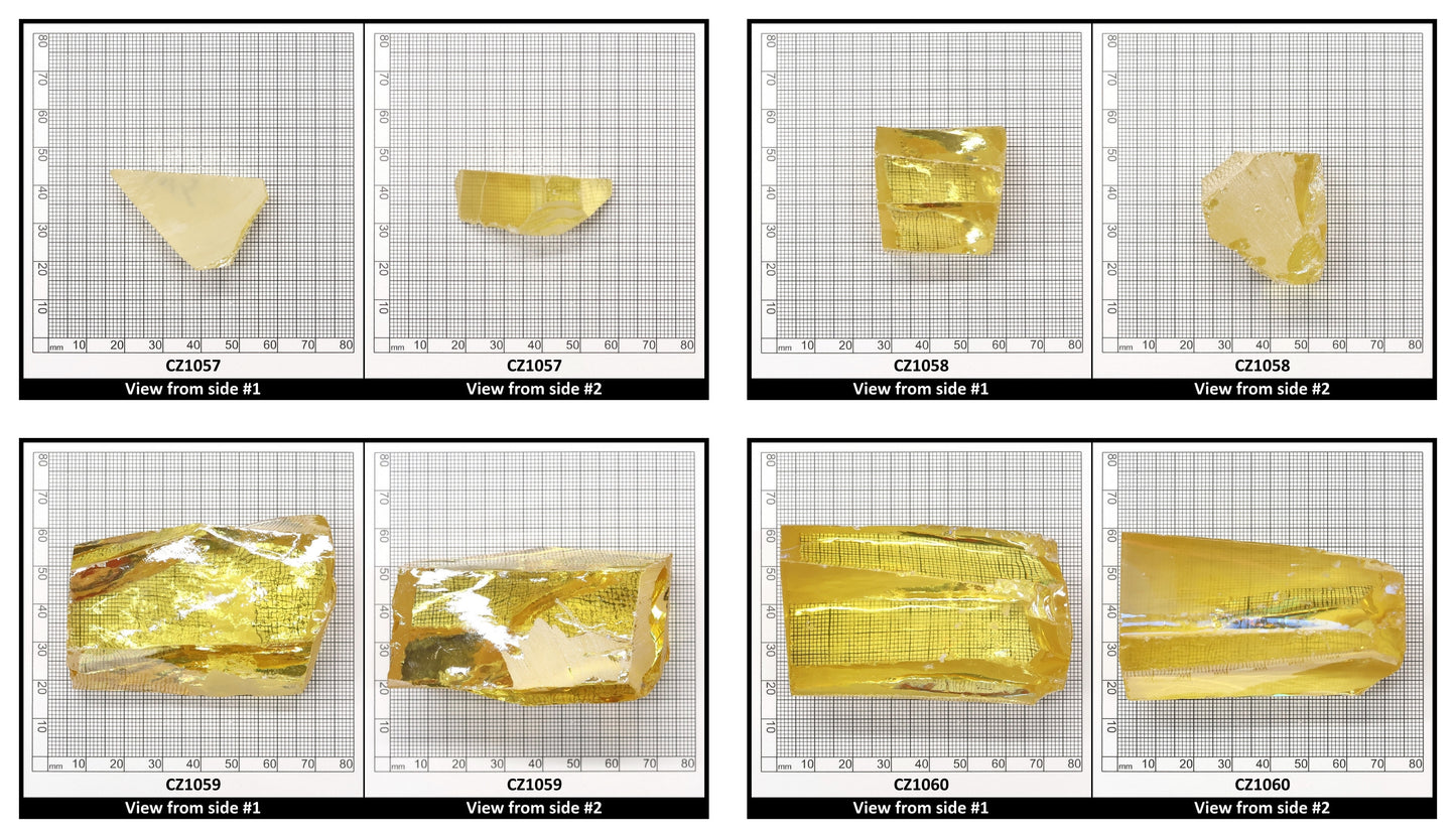 Lemon Cubic Zirconia Faceting Rough for Gem Cutting - Various Sizes