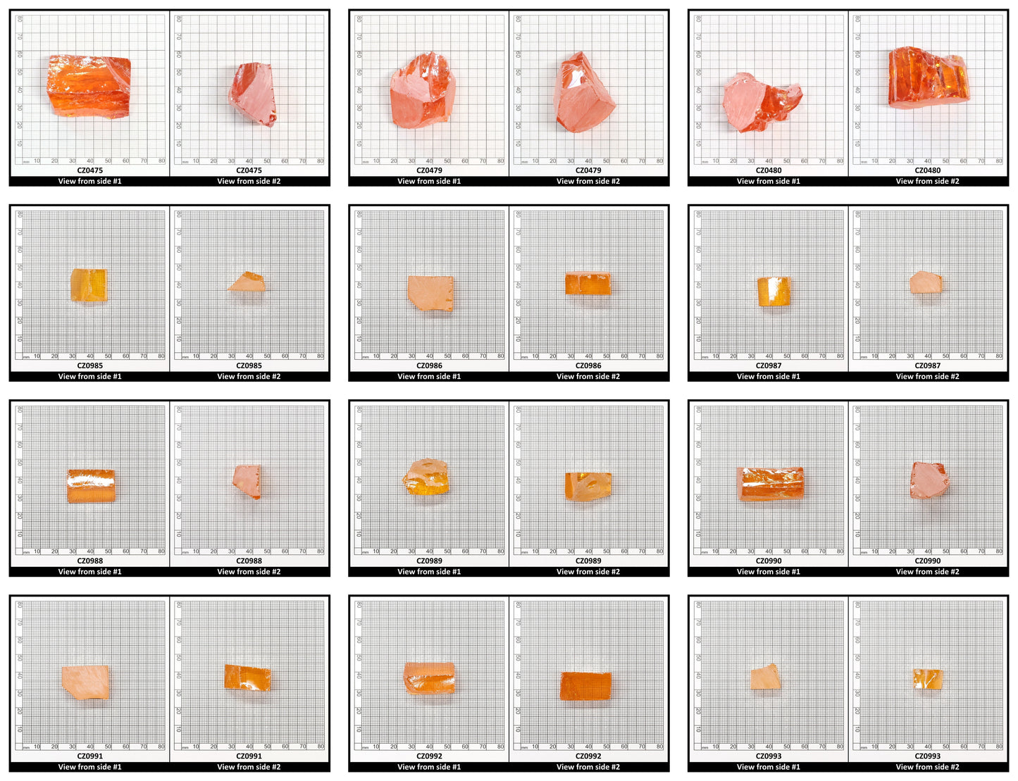 Papaya Cubic Zirconia Faceting Rough for Gem Cutting - Various Sizes