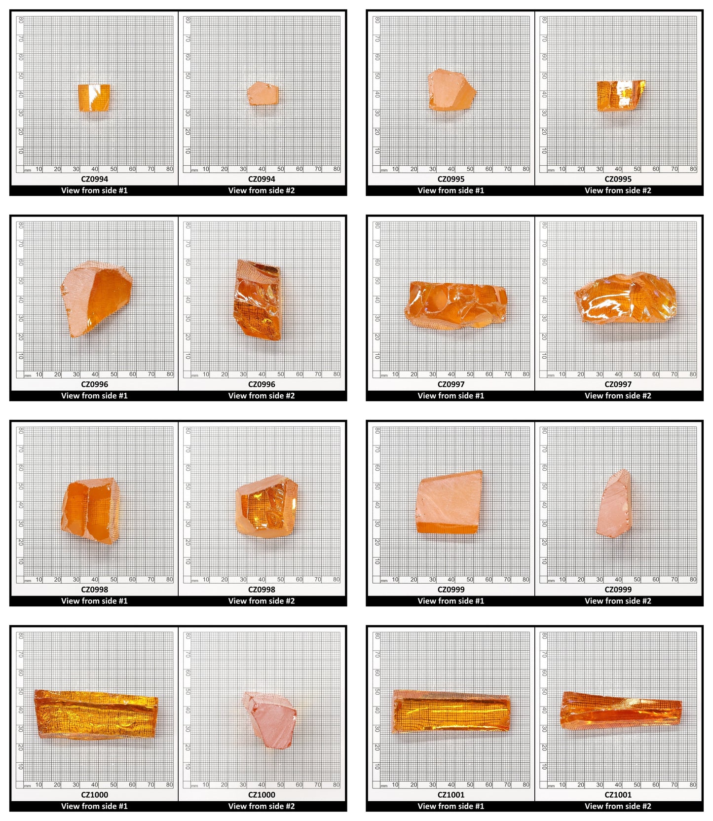 Papaya Cubic Zirconia Faceting Rough for Gem Cutting - Various Sizes