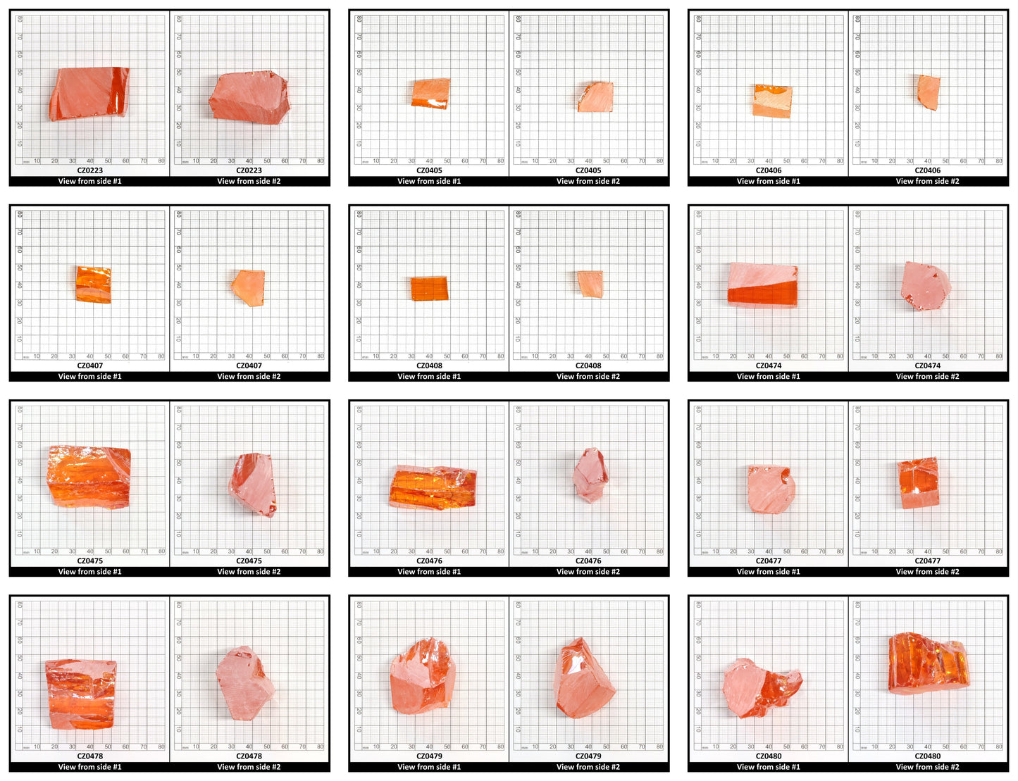 Papaya Cubic Zirconia Faceting Rough for Gem Cutting - Various Sizes