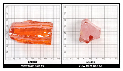 Papaya Cubic Zirconia Faceting Rough for Gem Cutting - Various Sizes