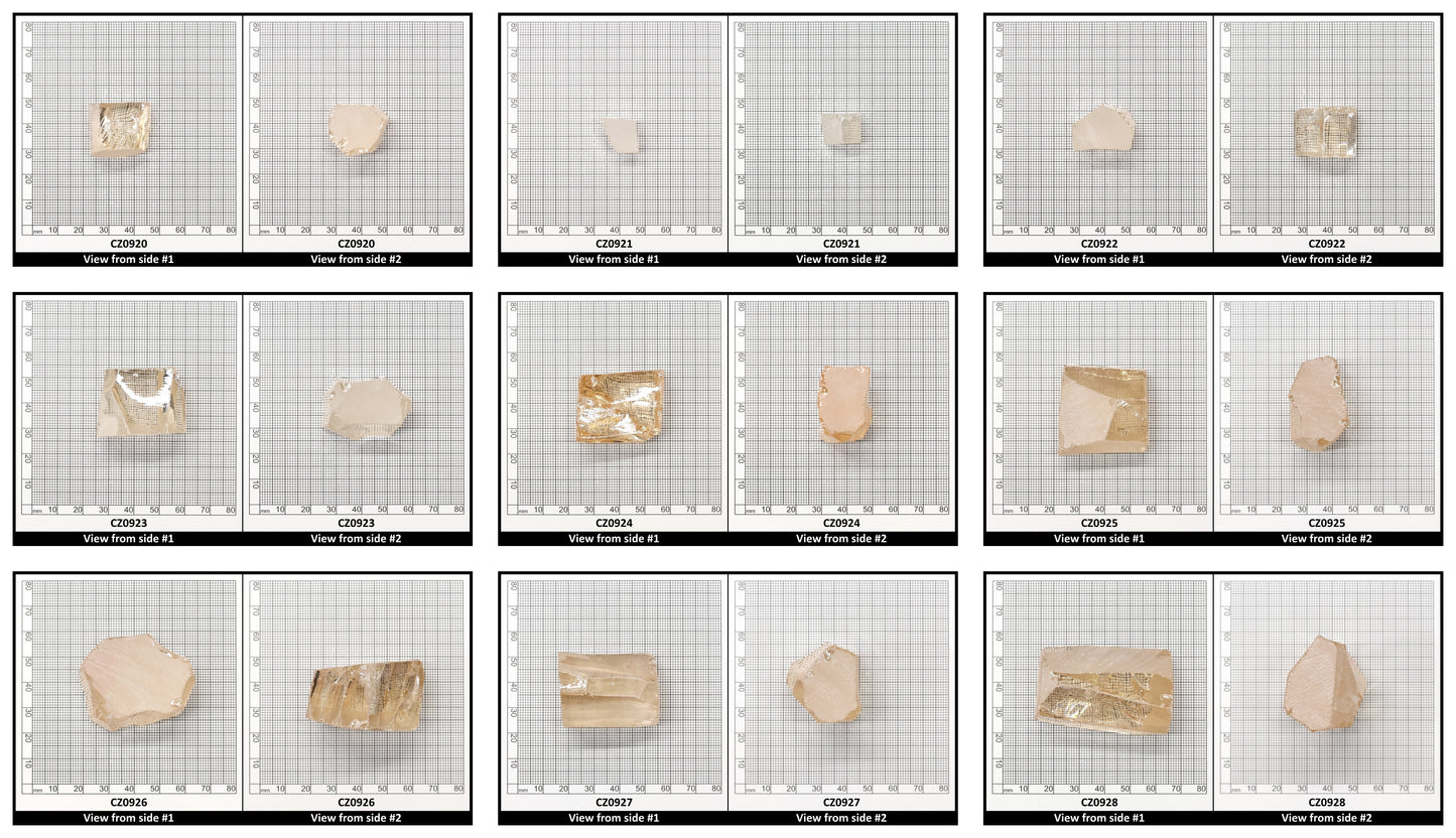 Light Peach Diamond Cubic Zirconia Faceting Rough for Gem Cutting - Various Sizes