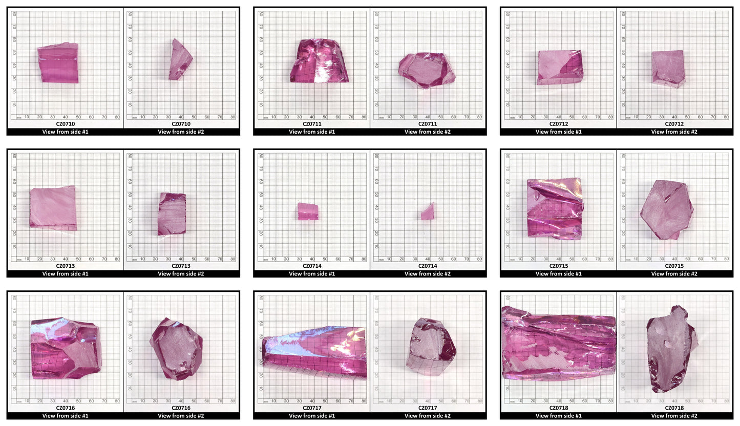 Rose Cubic Zirconia Faceting Rough for Gem Cutting - Various Sizes