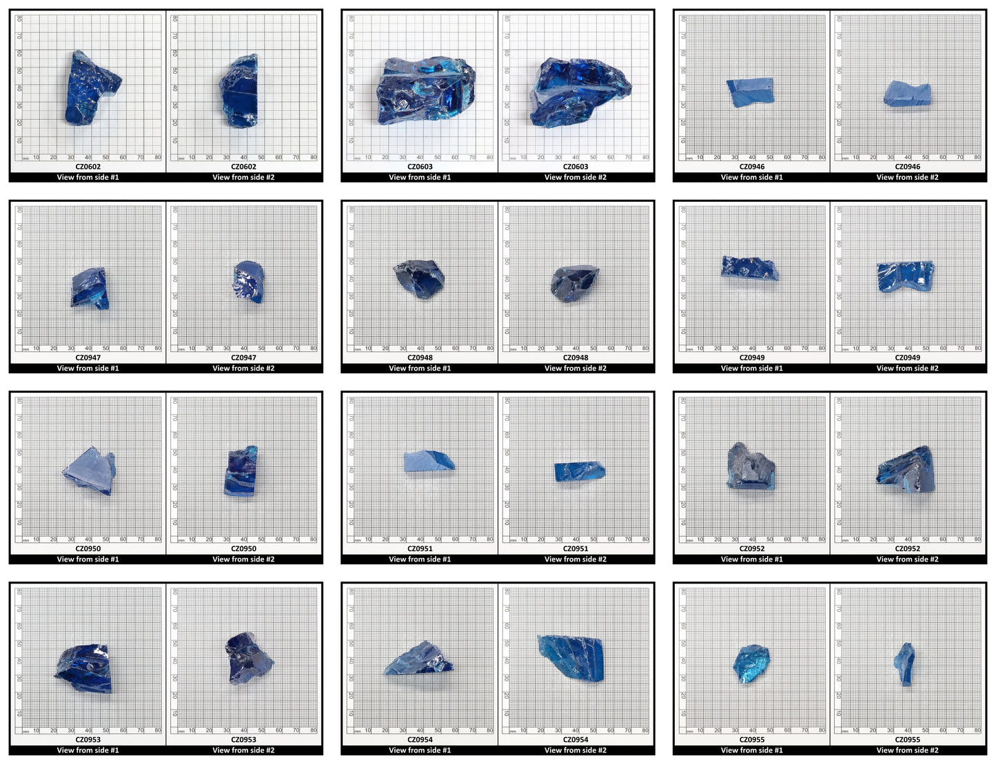 Blue Topaz Cubic Zirconia Faceting Rough for Gem Cutting - Various Sizes