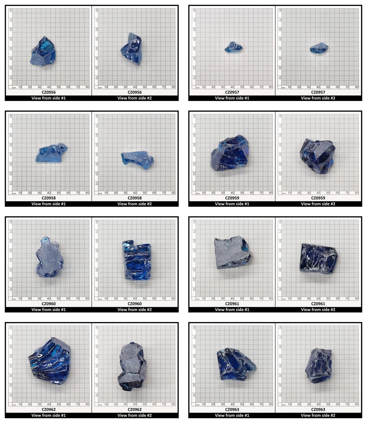 Blue Topaz Cubic Zirconia Faceting Rough for Gem Cutting - Various Sizes