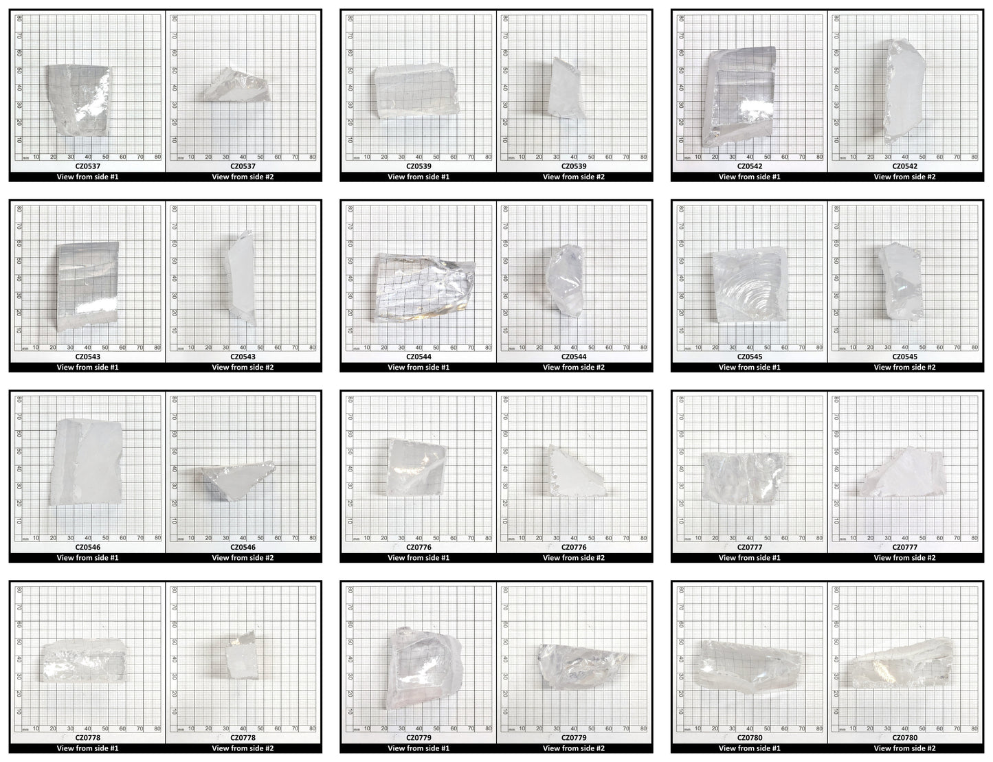 White Cubic Zirconia Faceting Rough for Gem Cutting - Various Sizes