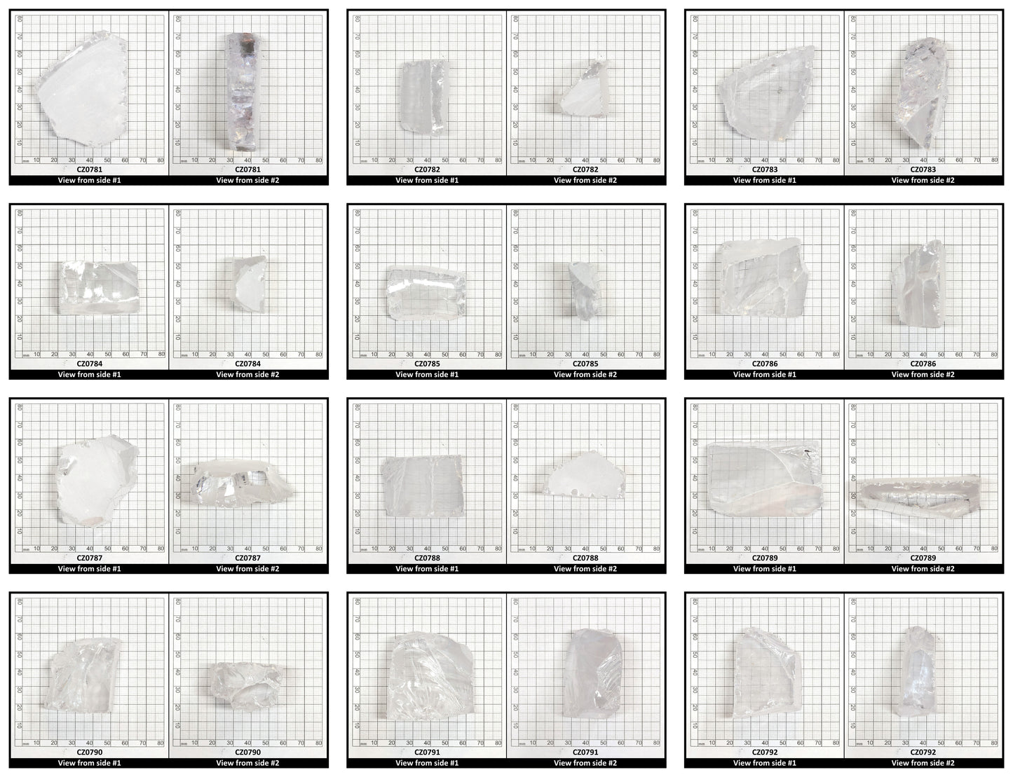 White Cubic Zirconia Faceting Rough for Gem Cutting - Various Sizes