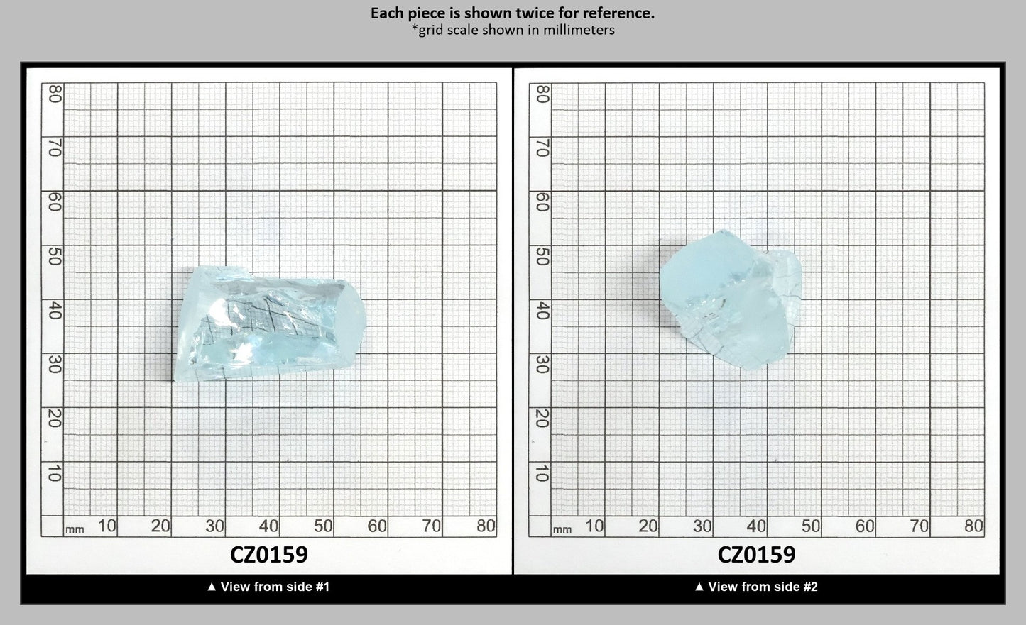 Ice Blue Cubic Zirconia Faceting Rough for Gem Cutting - Various Sizes : CZ0159