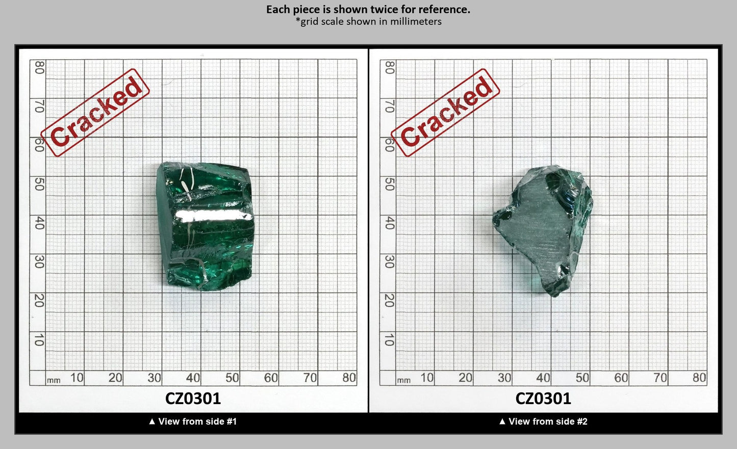 Emerald (Blueish) Cubic Zirconia Faceting Rough for Gem Cutting - Various Sizes : CZ0301