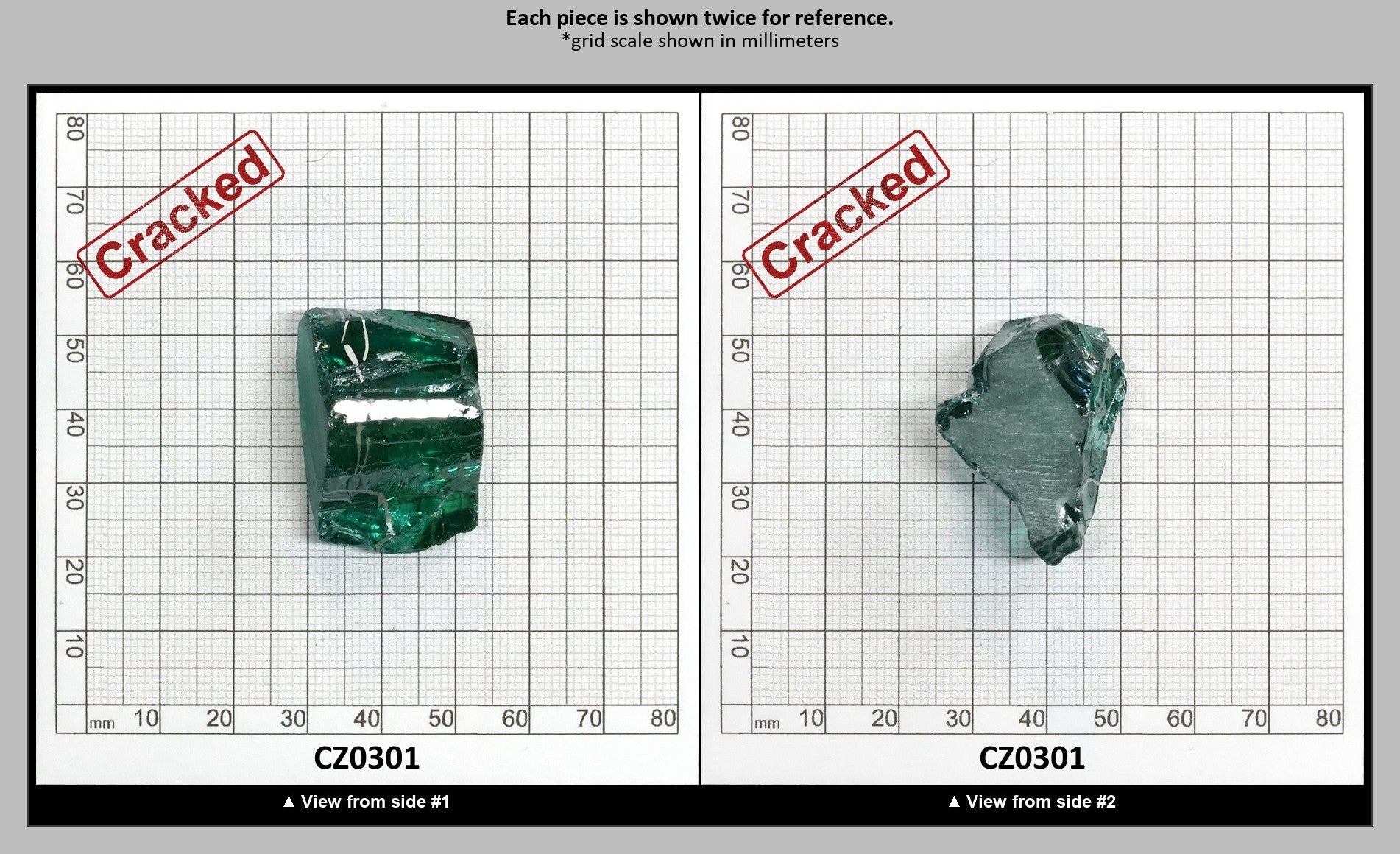 Emerald (Blueish) Cubic Zirconia Faceting Rough for Gem Cutting - Various Sizes : CZ0301