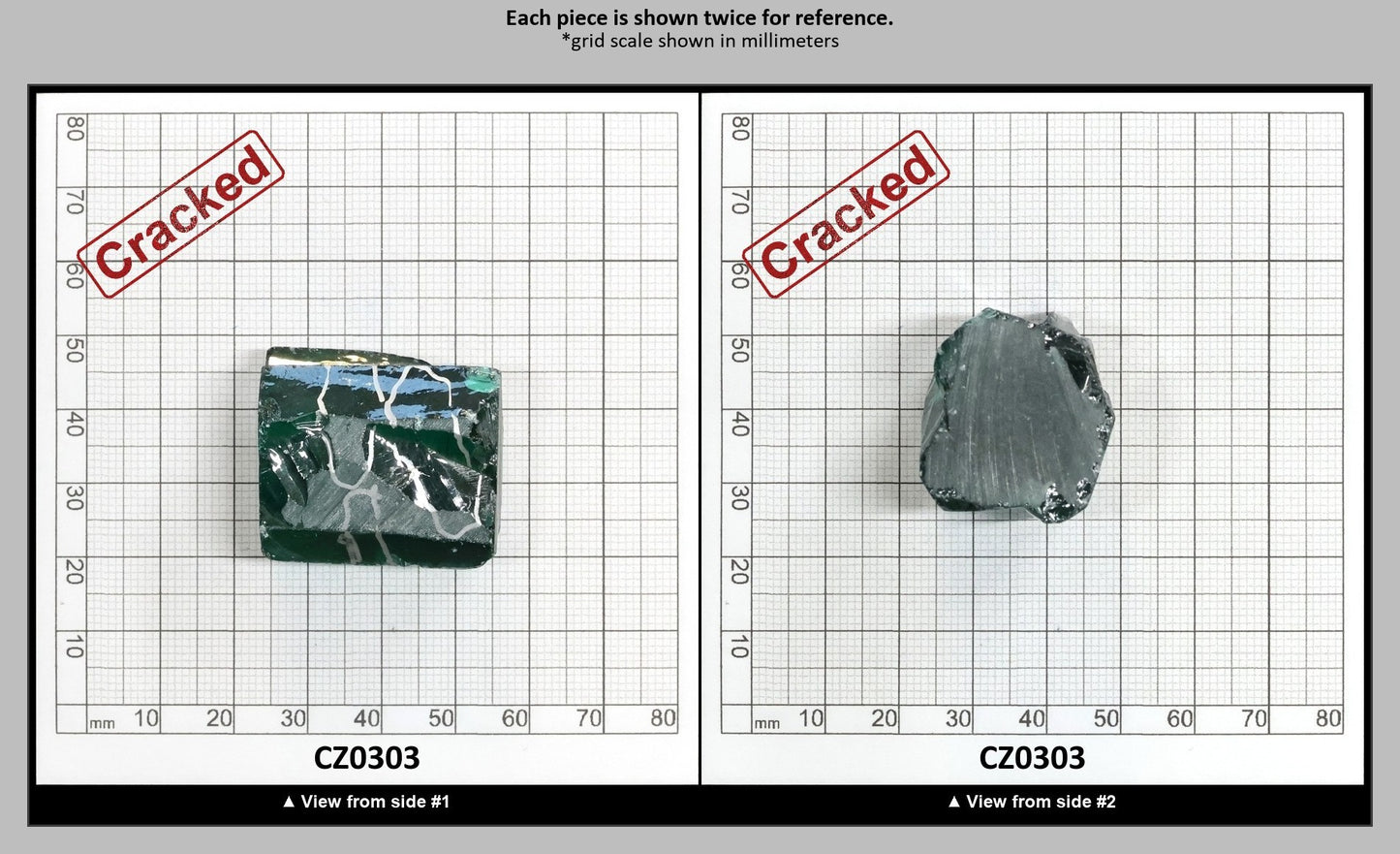 Emerald (Blueish) Cubic Zirconia Faceting Rough for Gem Cutting - Various Sizes : CZ0303