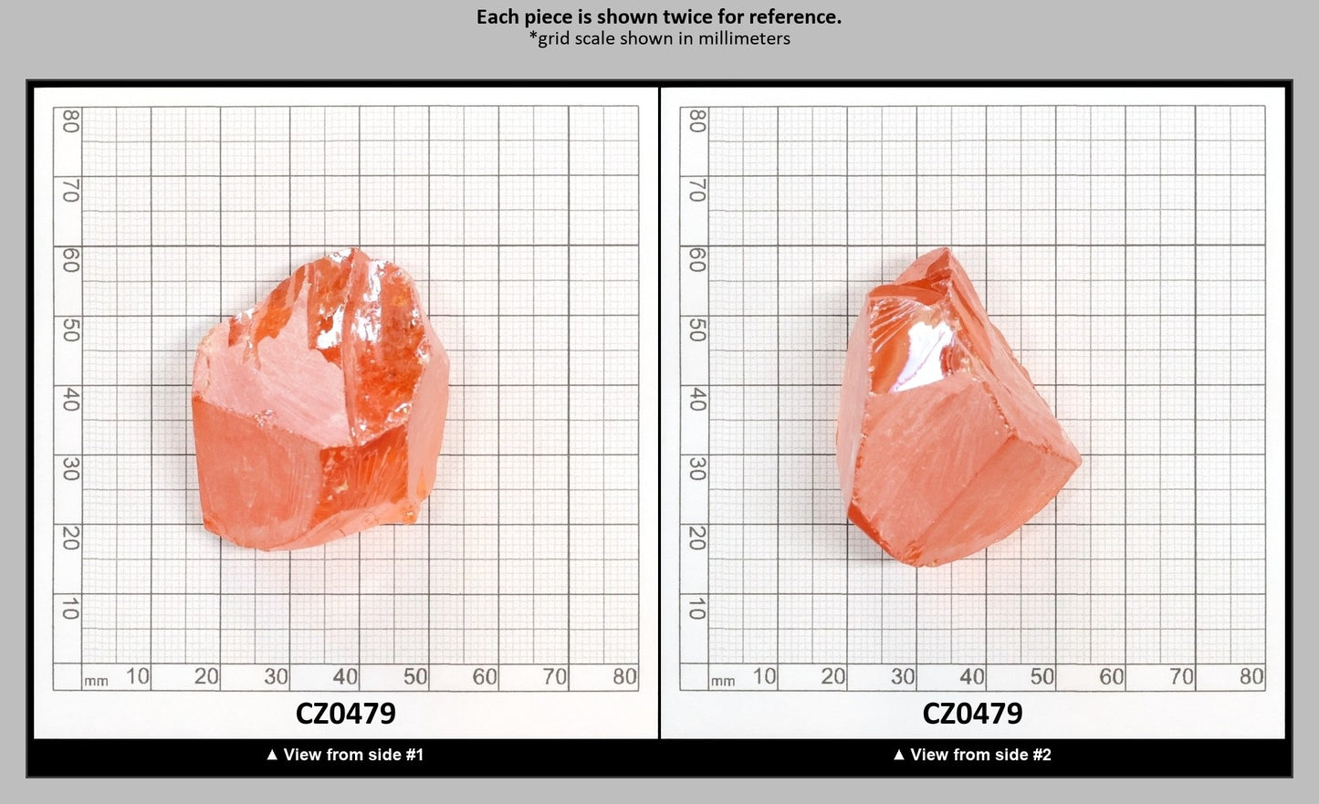 Papaya Cubic Zirconia Faceting Rough for Gem Cutting - Various Sizes : CZ0479
