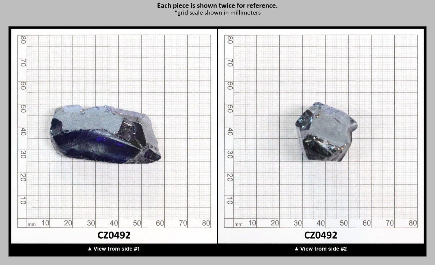 Tanzanite Cubic Zirconia Faceting Rough for Gem Cutting - Various Sizes : CZ0492