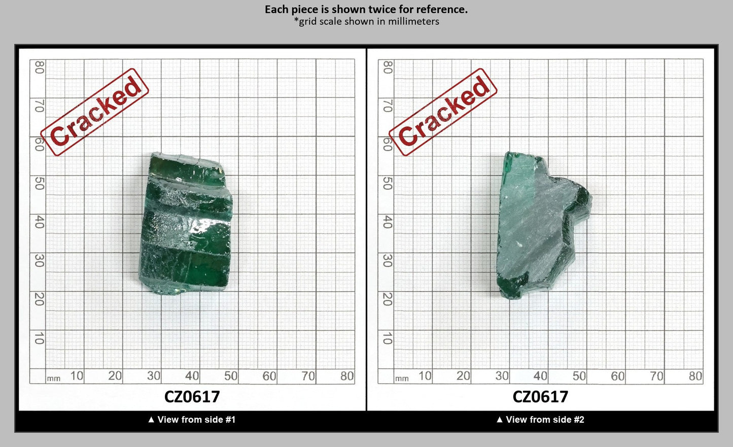 Emerald (Blueish) Cubic Zirconia Faceting Rough for Gem Cutting - Various Sizes : CZ0617
