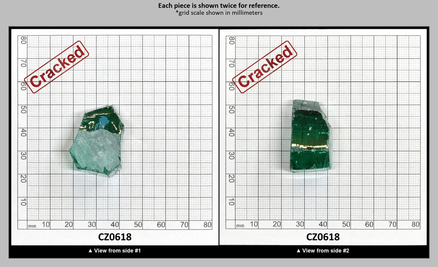 Emerald (Blueish) Cubic Zirconia Faceting Rough for Gem Cutting - Various Sizes : CZ0618