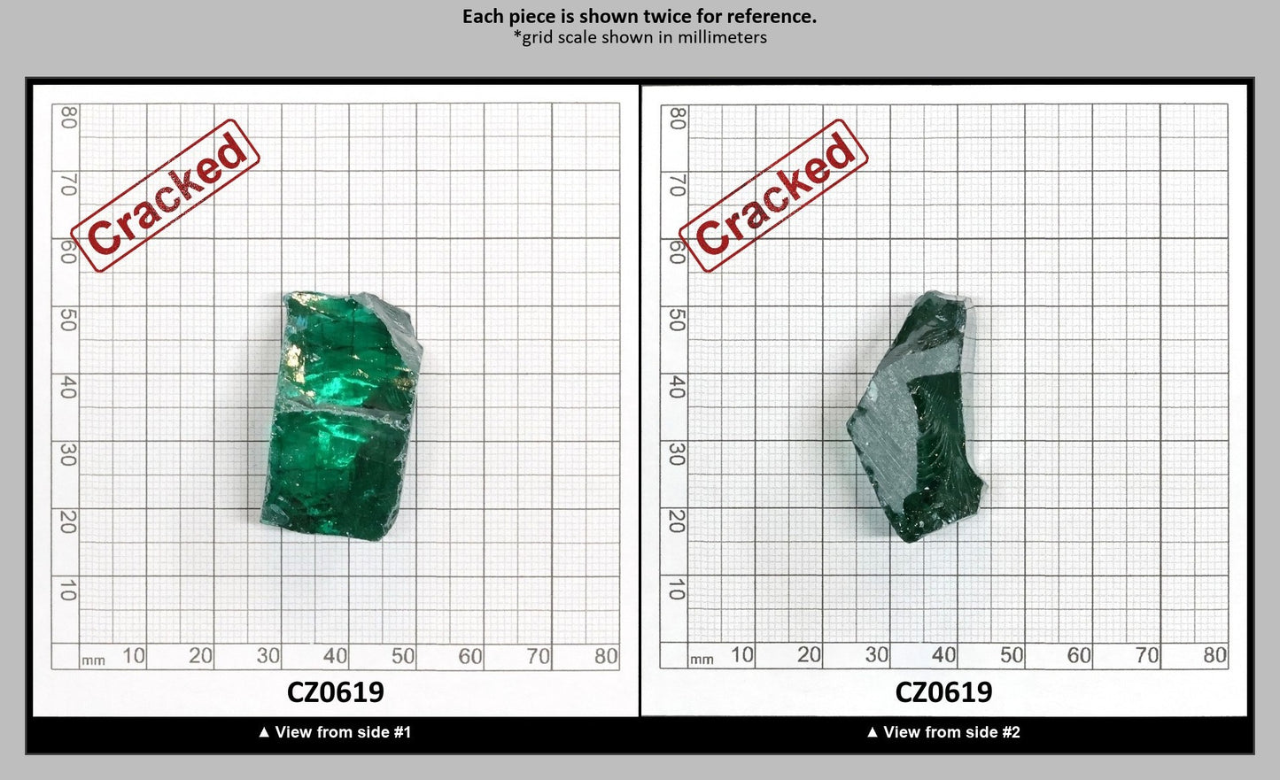 Emerald (Blueish) Cubic Zirconia Faceting Rough for Gem Cutting - Various Sizes : CZ0619