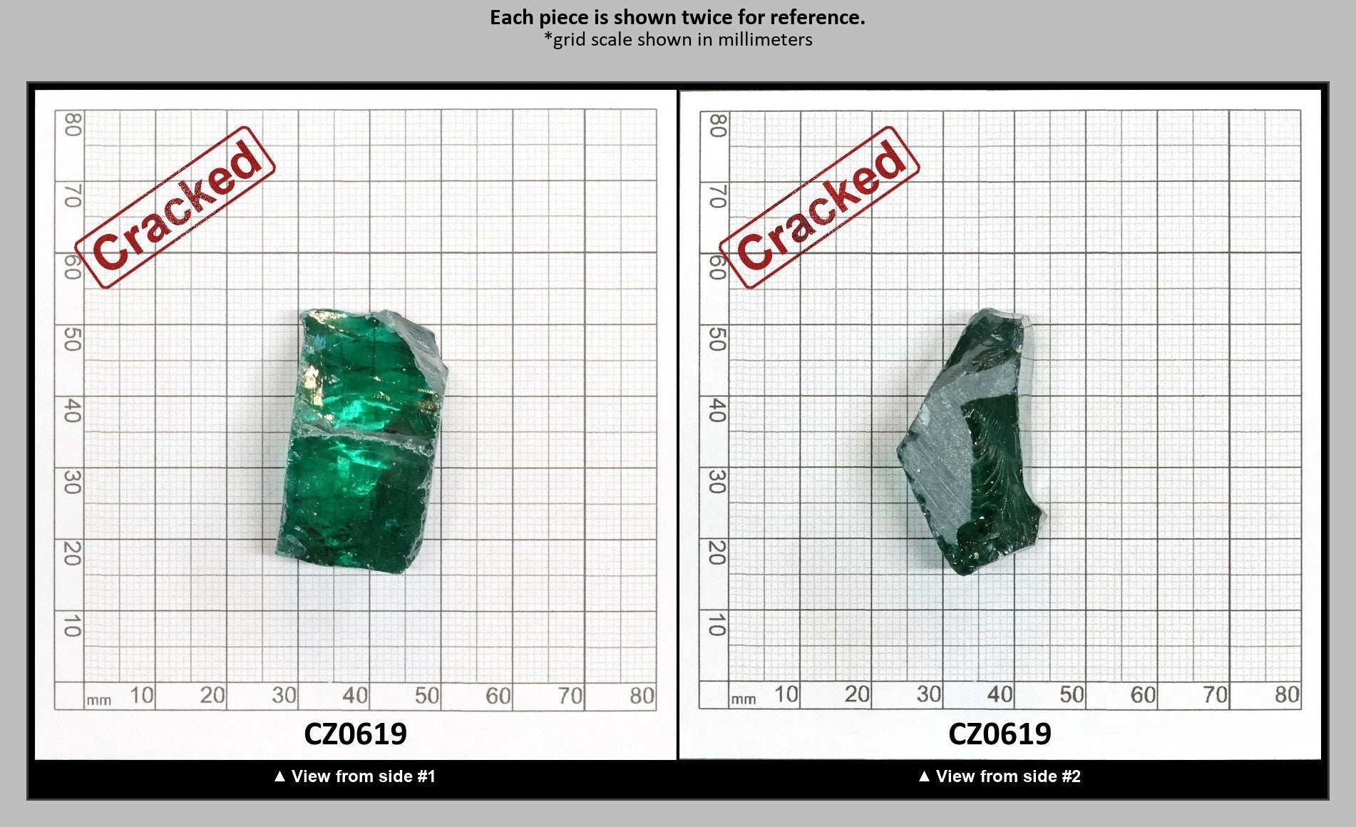 Emerald (Blueish) Cubic Zirconia Faceting Rough for Gem Cutting - Various Sizes : CZ0619