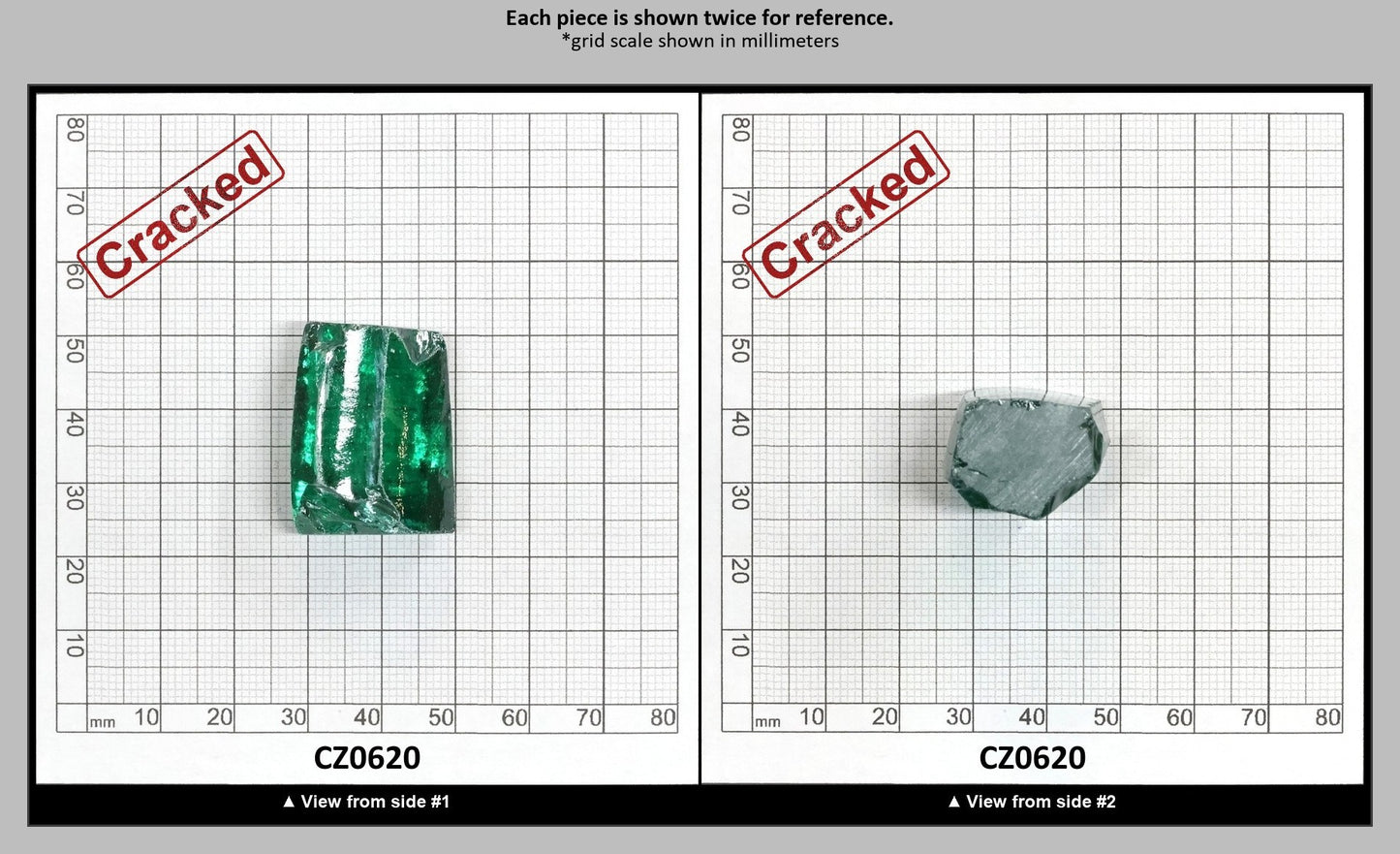 Emerald (Blueish) Cubic Zirconia Faceting Rough for Gem Cutting - Various Sizes : CZ0620