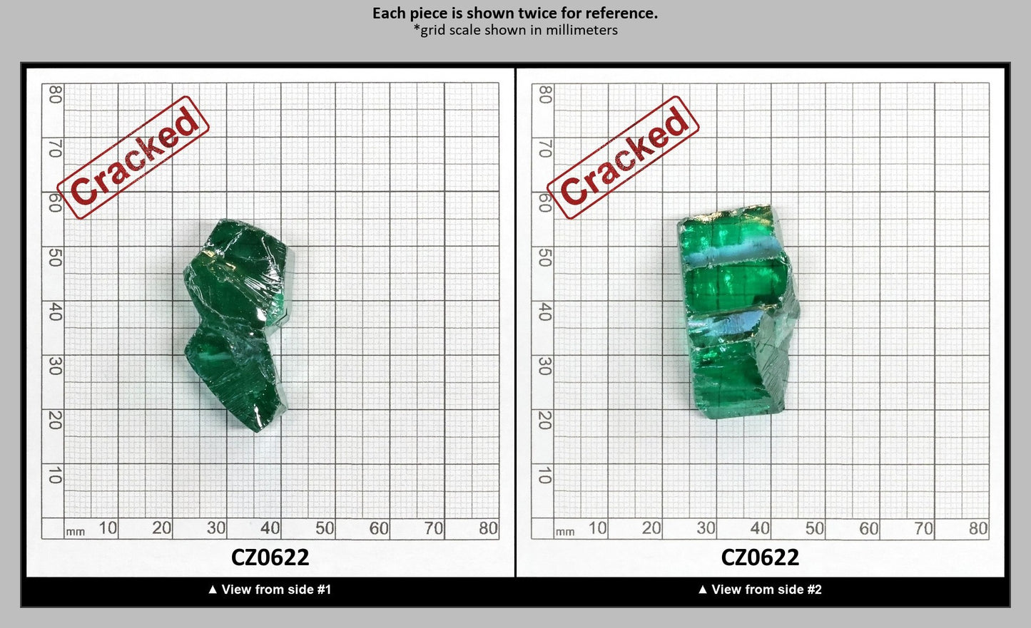 Emerald (Blueish) Cubic Zirconia Faceting Rough for Gem Cutting - Various Sizes : CZ0622