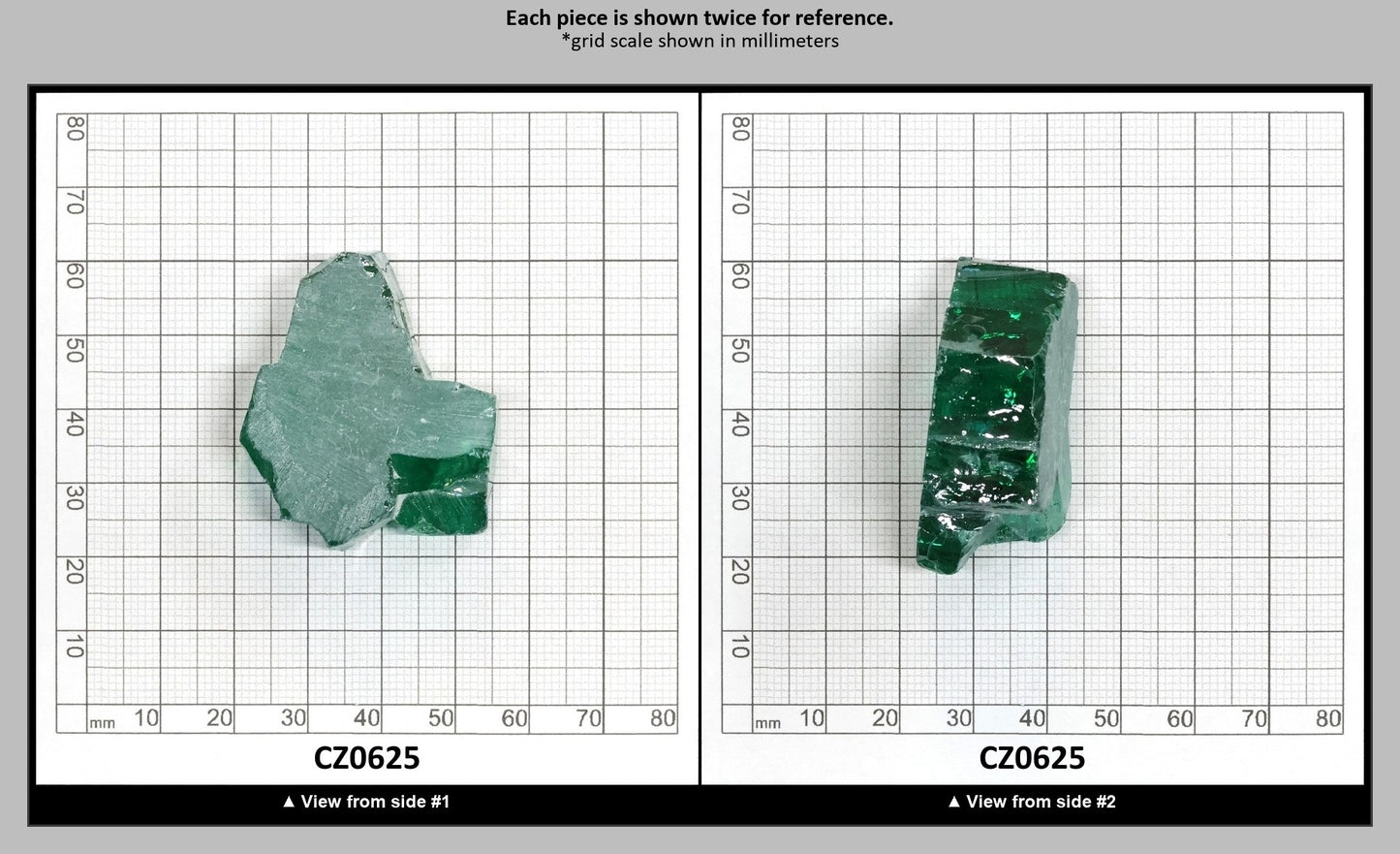 Emerald (Blueish) Cubic Zirconia Faceting Rough for Gem Cutting - Various Sizes : CZ0625