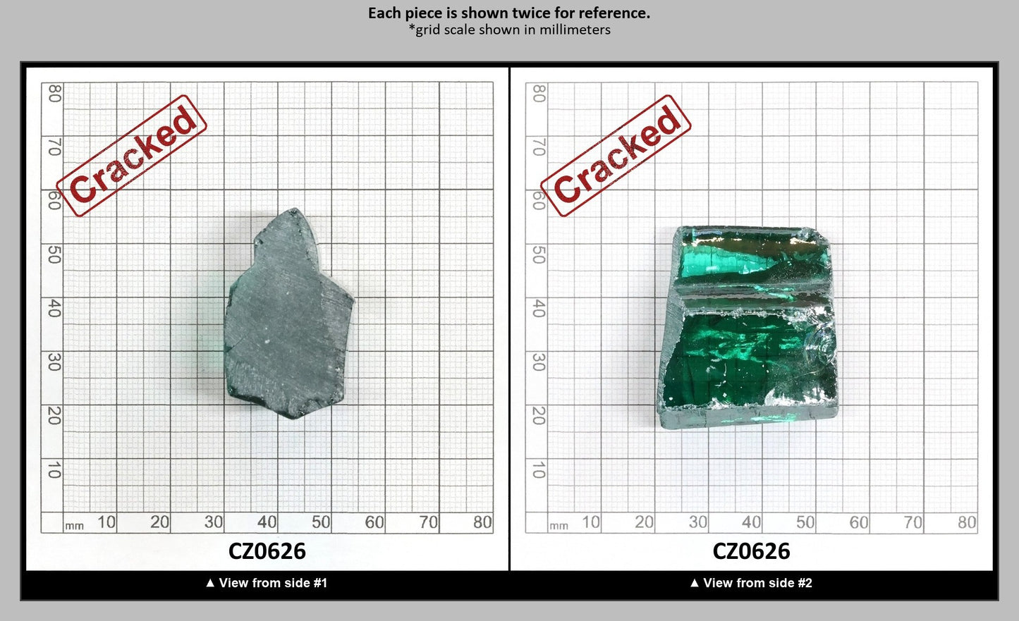 Emerald (Blueish) Cubic Zirconia Faceting Rough for Gem Cutting - Various Sizes : CZ0626