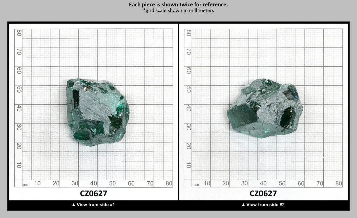 Emerald (Blueish) Cubic Zirconia Faceting Rough for Gem Cutting - Various Sizes : CZ0627