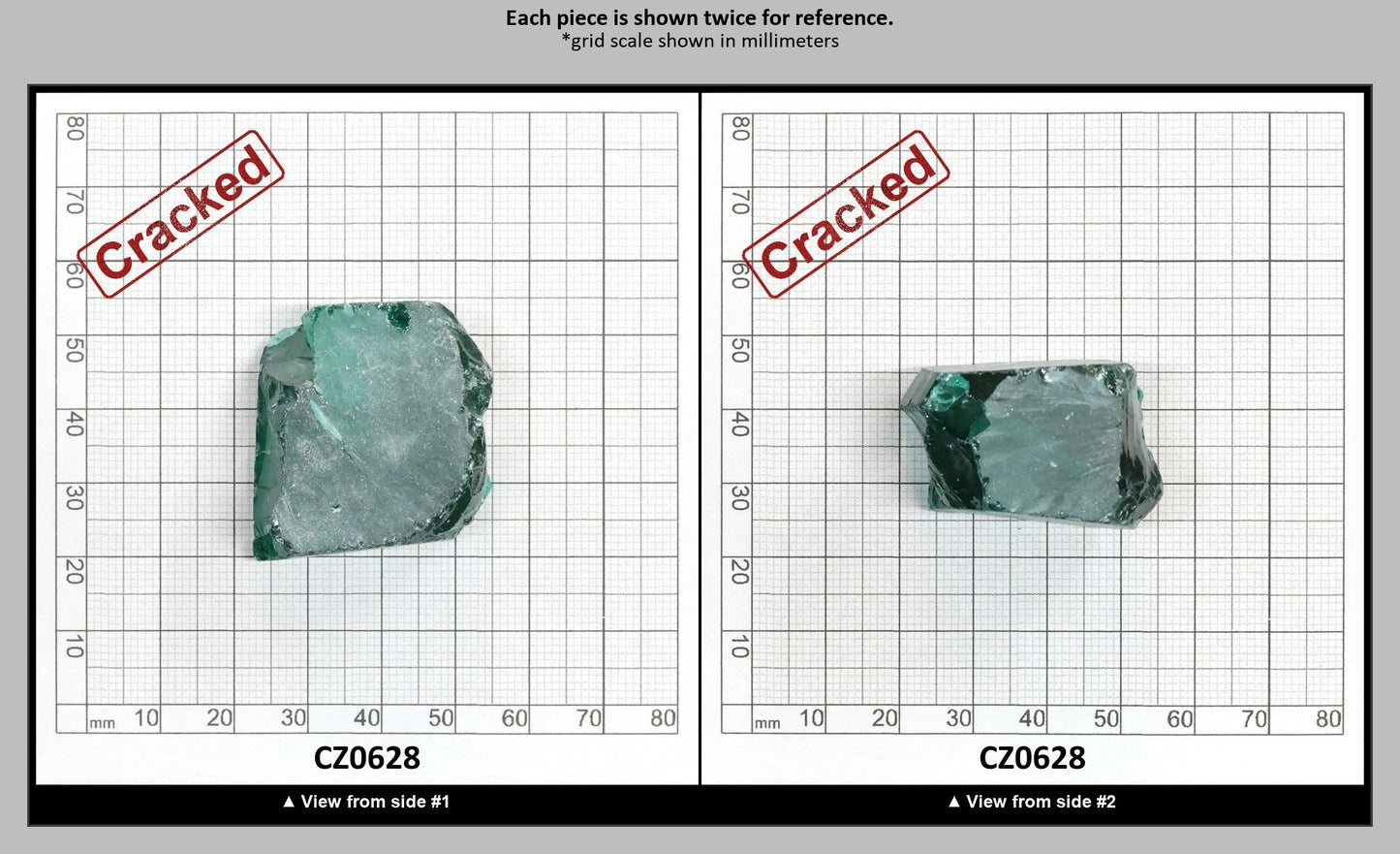Emerald (Blueish) Cubic Zirconia Faceting Rough for Gem Cutting - Various Sizes : CZ0628