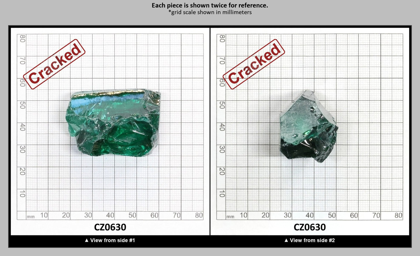 Emerald (Blueish) Cubic Zirconia Faceting Rough for Gem Cutting - Various Sizes : CZ0630
