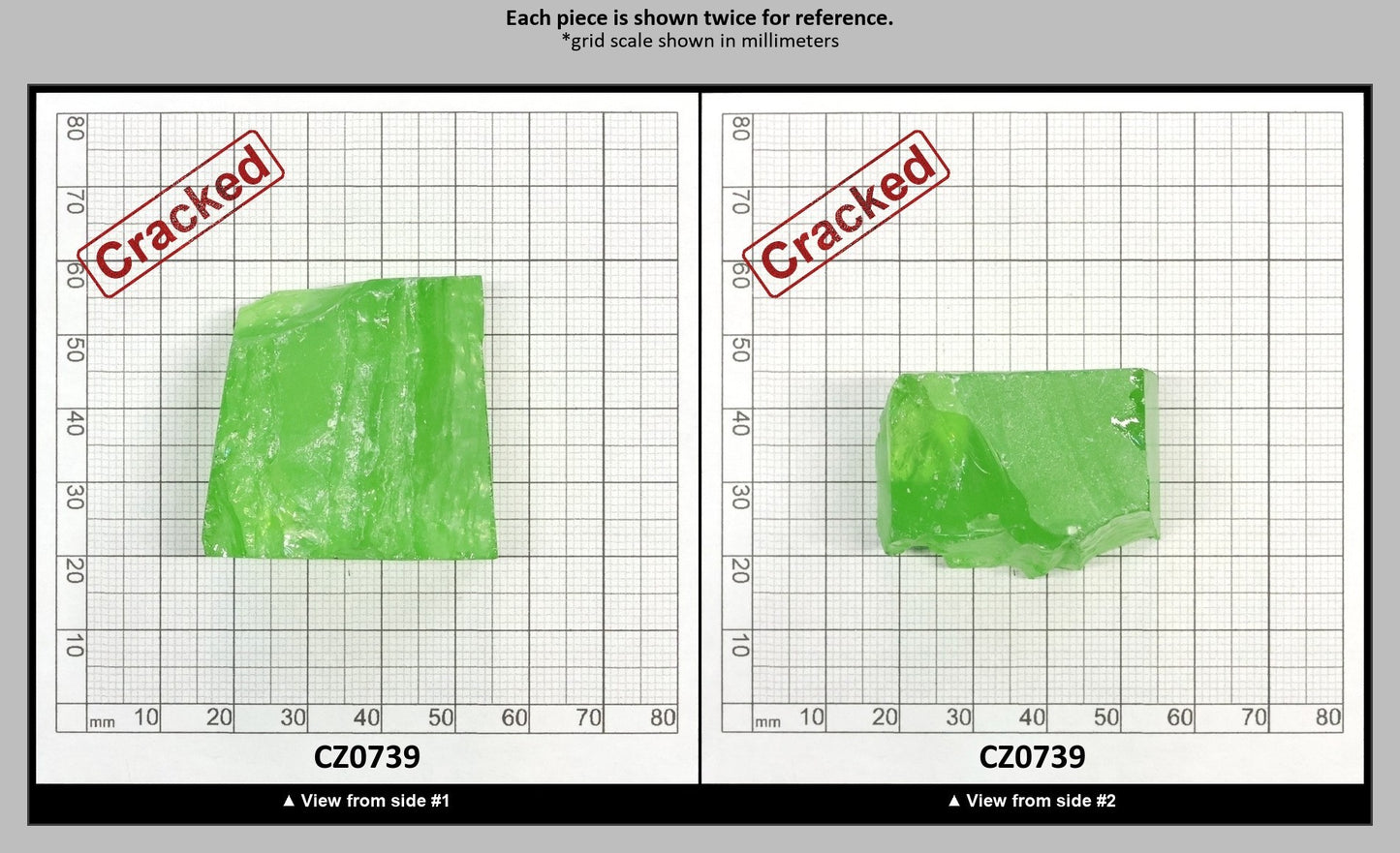 Green Apple Cubic Zirconia Faceting Rough for Gem Cutting - Various Sizes : CZ0739
