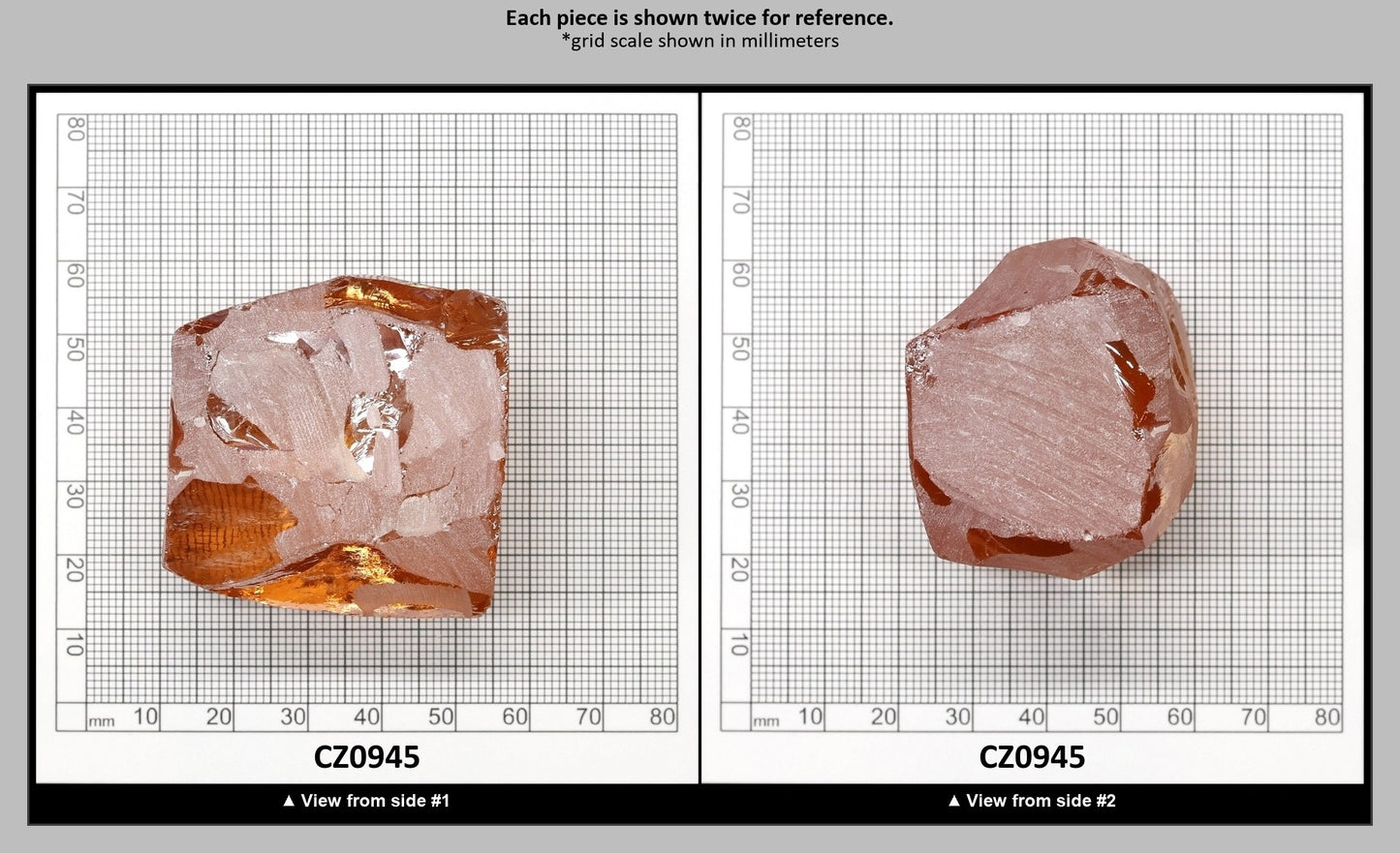 Peach Diamond Cubic Zirconia Faceting Rough for Gem Cutting - Various Sizes : CZ0945
