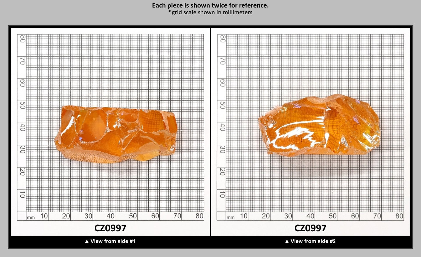 Papaya Cubic Zirconia Faceting Rough for Gem Cutting - Various Sizes : CZ0997