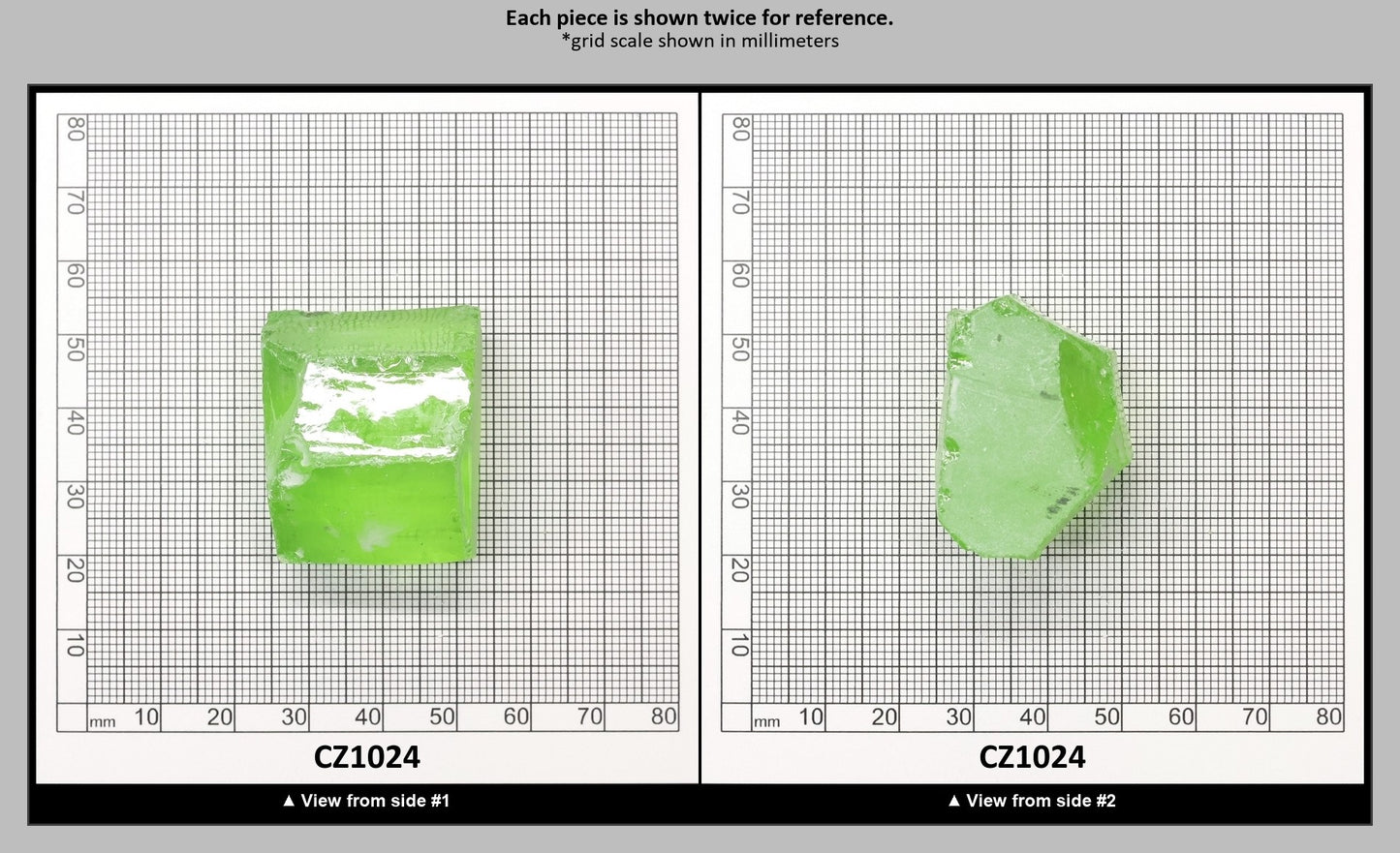 Green Apple Cubic Zirconia Faceting Rough for Gem Cutting - Various Sizes : CZ1024