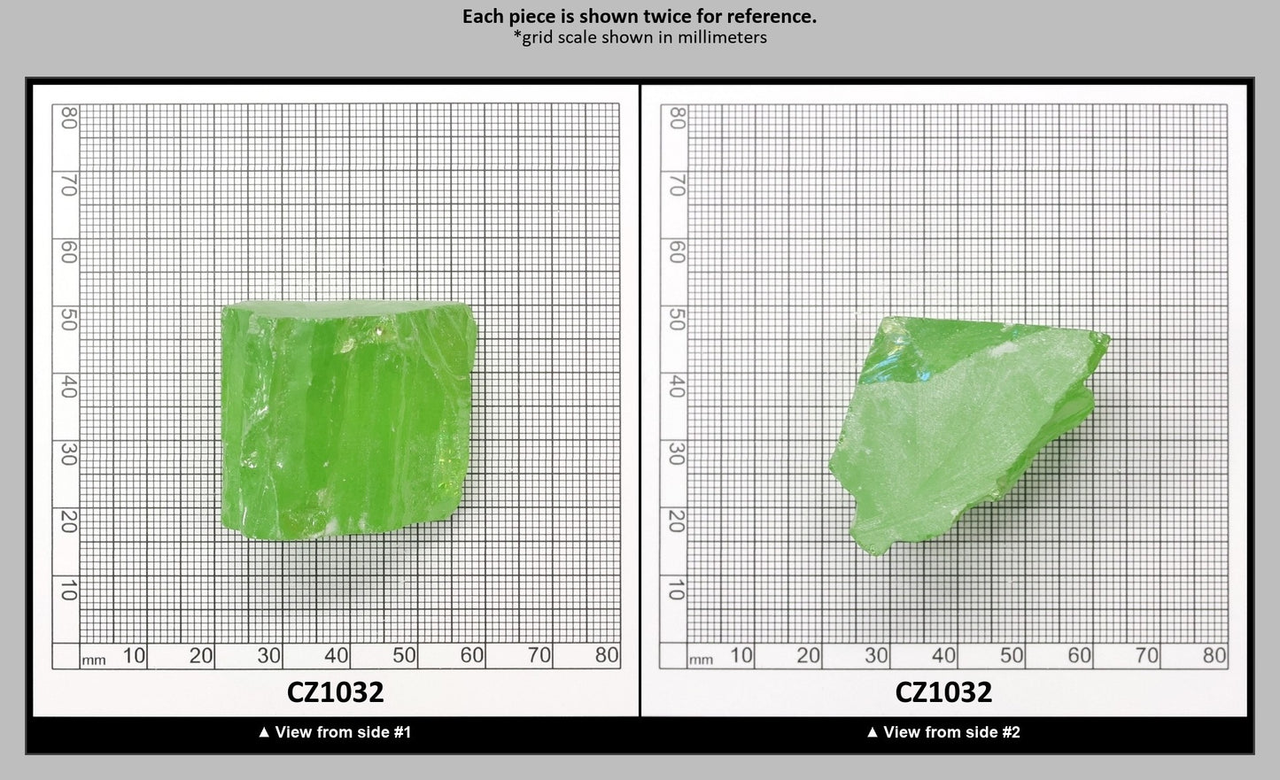 Green Apple Cubic Zirconia Faceting Rough for Gem Cutting - Various Sizes : CZ1032