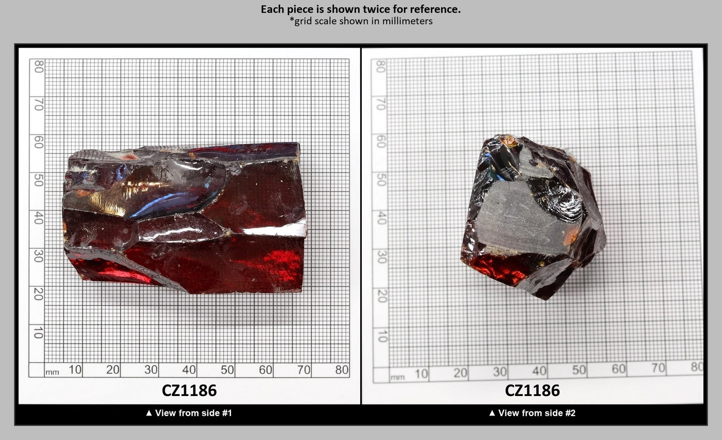Garnet Cubic Zirconia Faceting Rough for Gem Cutting - Various Sizes : CZ1186