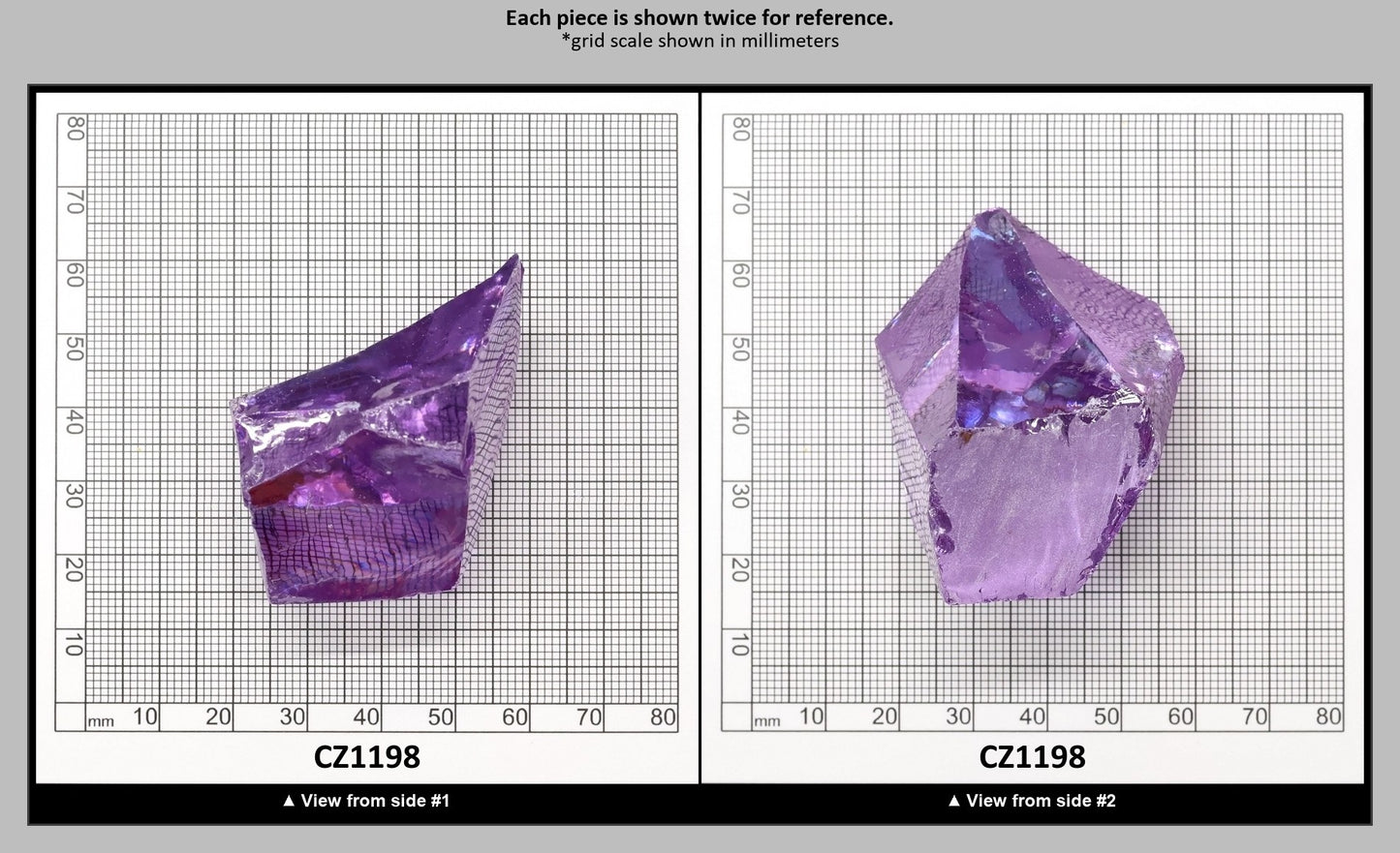 Dark Lavender Cubic Zirconia Faceting Rough for Gem Cutting - Various Sizes : CZ1198