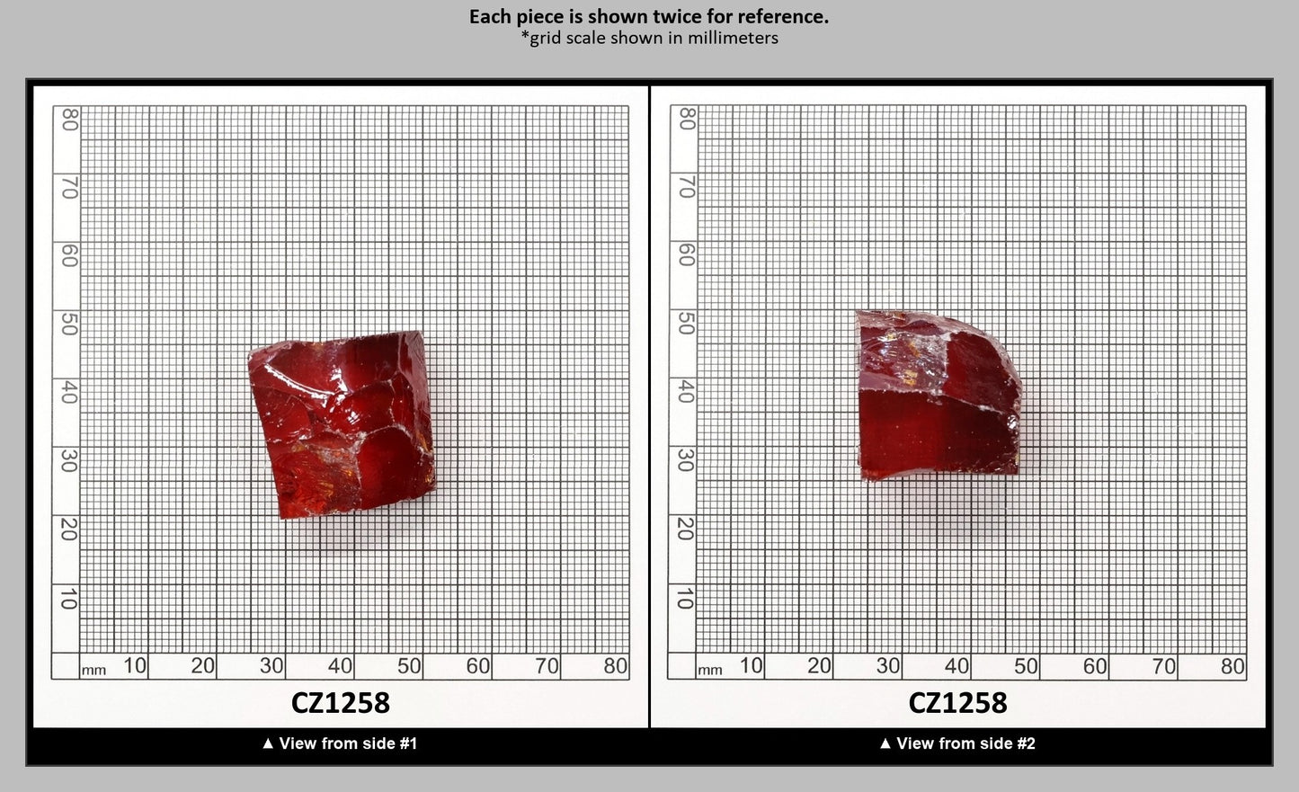 Red Cubic Zirconia Faceting Rough for Gem Cutting - Various Sizes : CZ1258