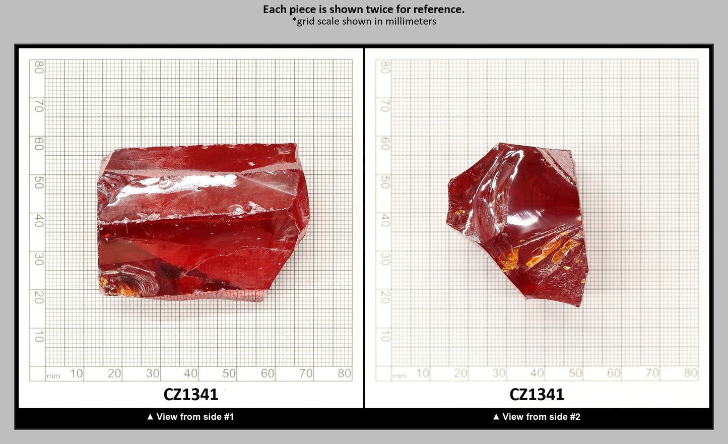 Dark Red Cubic Zirconia Faceting Rough for Gem Cutting - Various Sizes : CZ1341