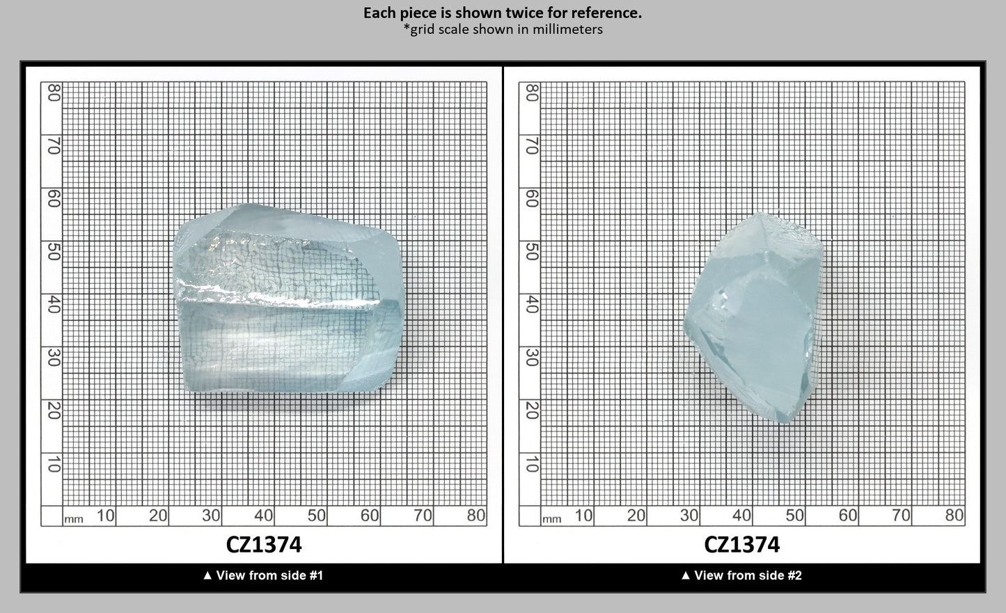 Ice Blue Cubic Zirconia Faceting Rough for Gem Cutting - Various Sizes : CZ1374